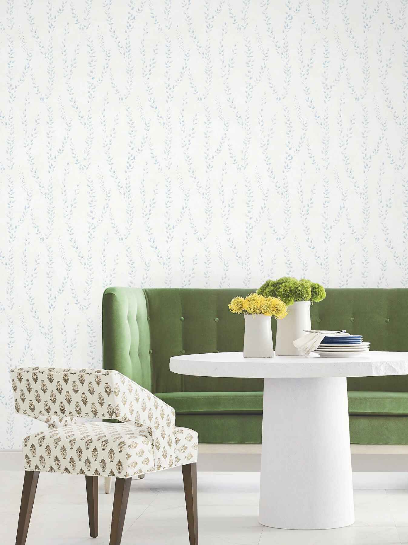 Alpenrose Sky Blue Vine Wallpaper - York Wallcoverings - LL3253 - York Wallcoverings Wallpaper