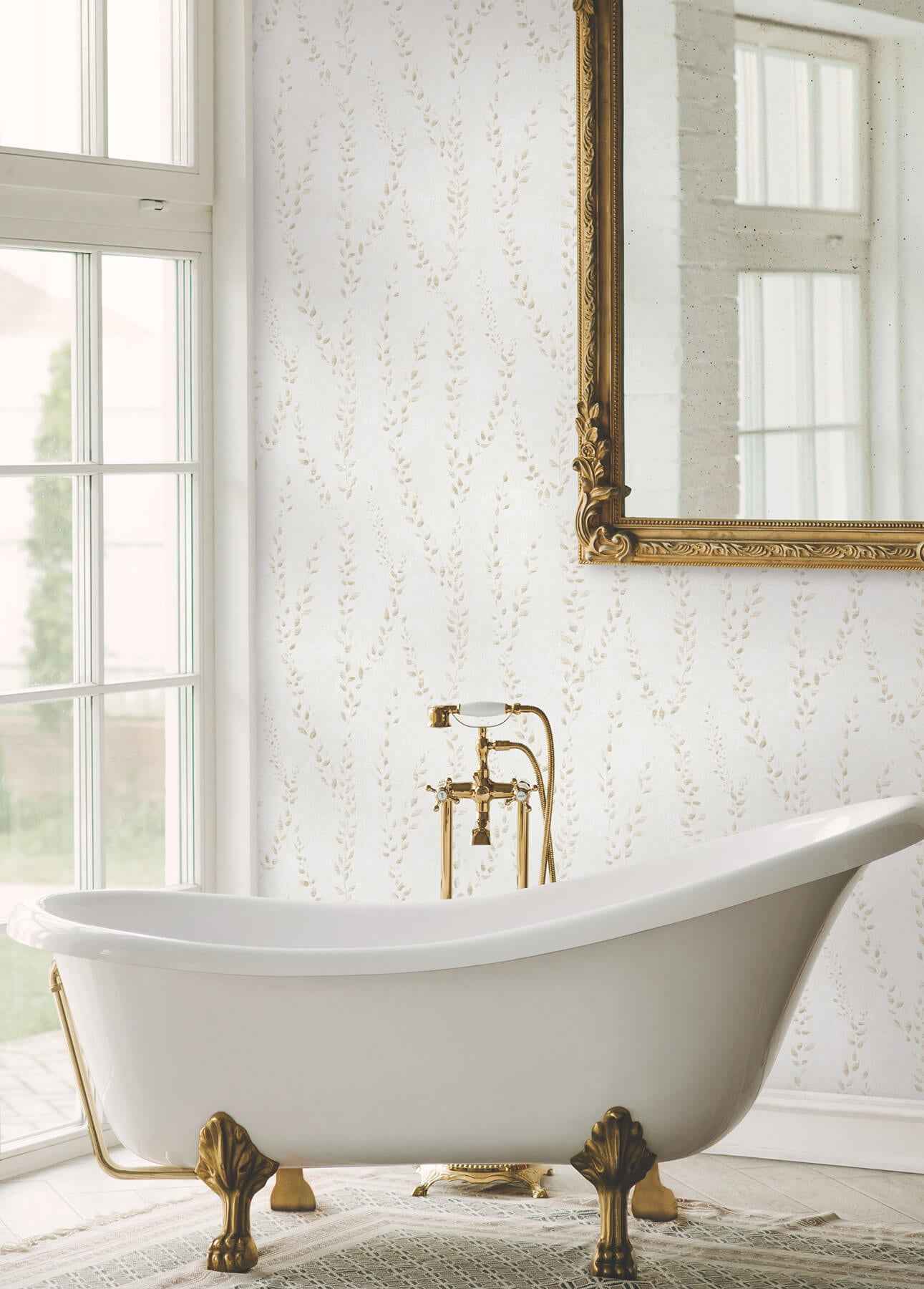 Alpenrose Beige Vine Wallpaper - York Wallcoverings - LL3254