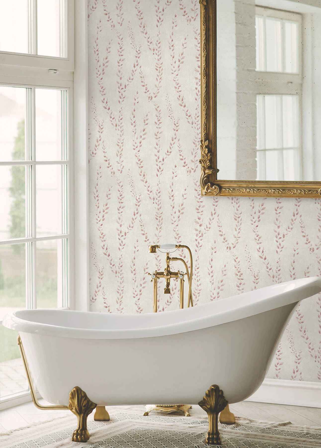 Alpenrose Maroon Vine Wallpaper - York Wallcoverings - LL3255 - York Wallcoverings Wallpaper