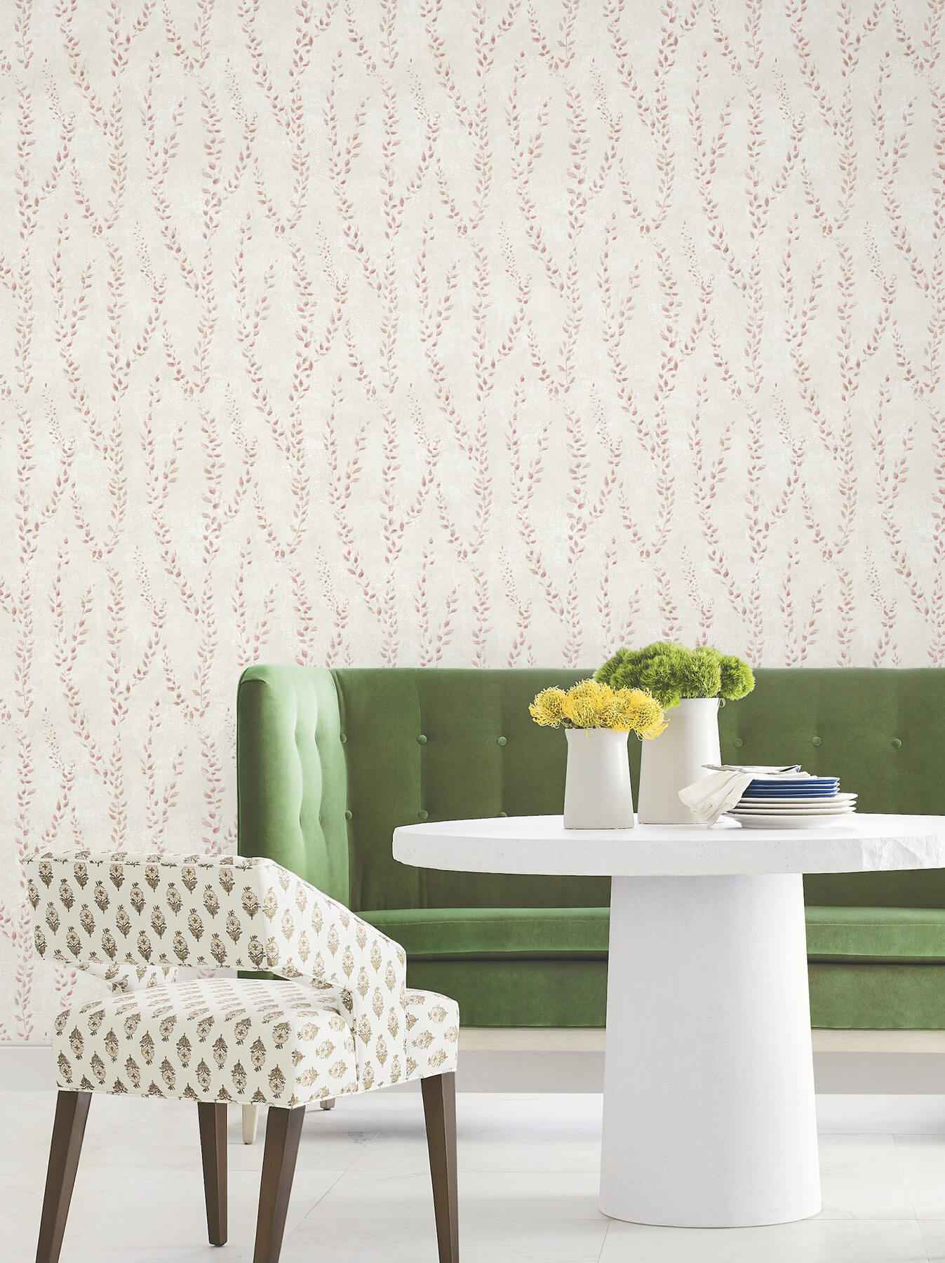 Alpenrose Maroon Vine Wallpaper - York Wallcoverings - LL3255 - York Wallcoverings Wallpaper