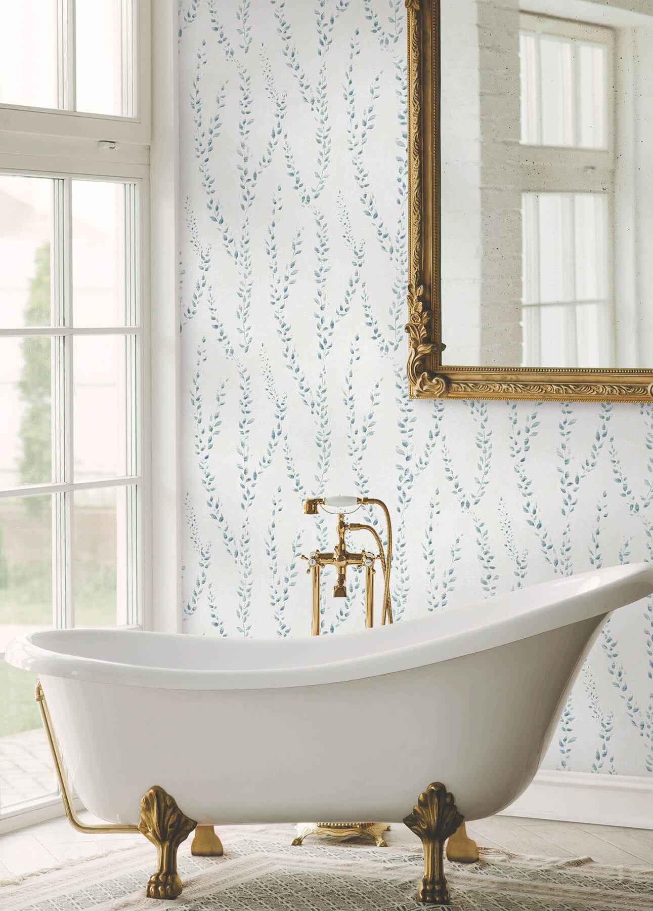 Alpenrose Sapphire Vine Wallpaper - York Wallcoverings - LL3256 - York Wallcoverings Wallpaper