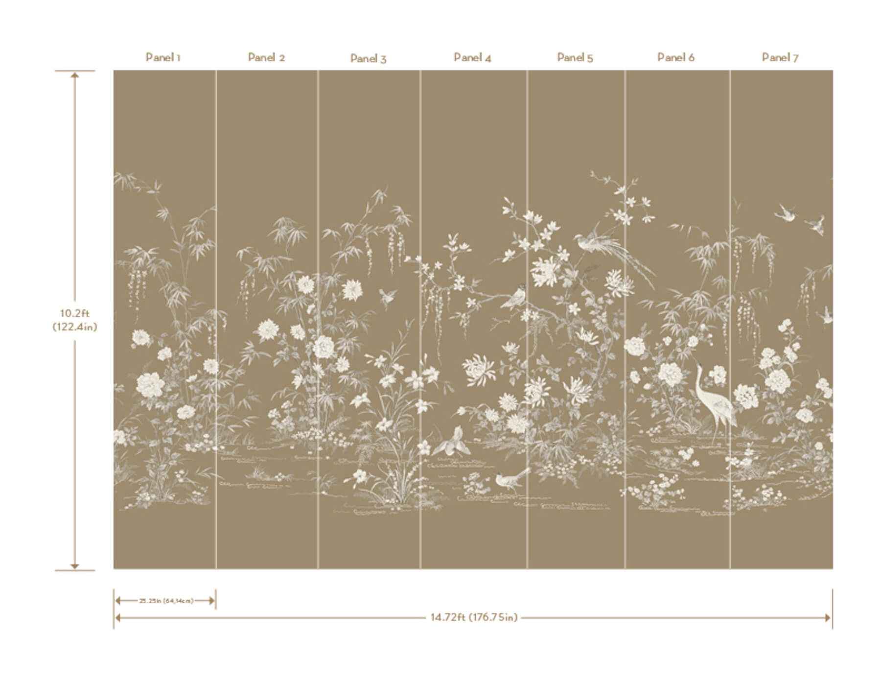 Flowering Vine Chino Brown Wall Mural - York Wallcoverings - KT2263M - York Wallcoverings Wallpaper