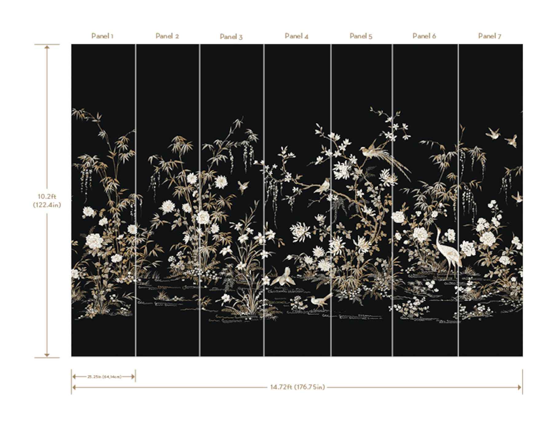 Flowering Vine Chino Black Wall Mural - York Wallcoverings - KT2264M - York Wallcoverings Wallpaper