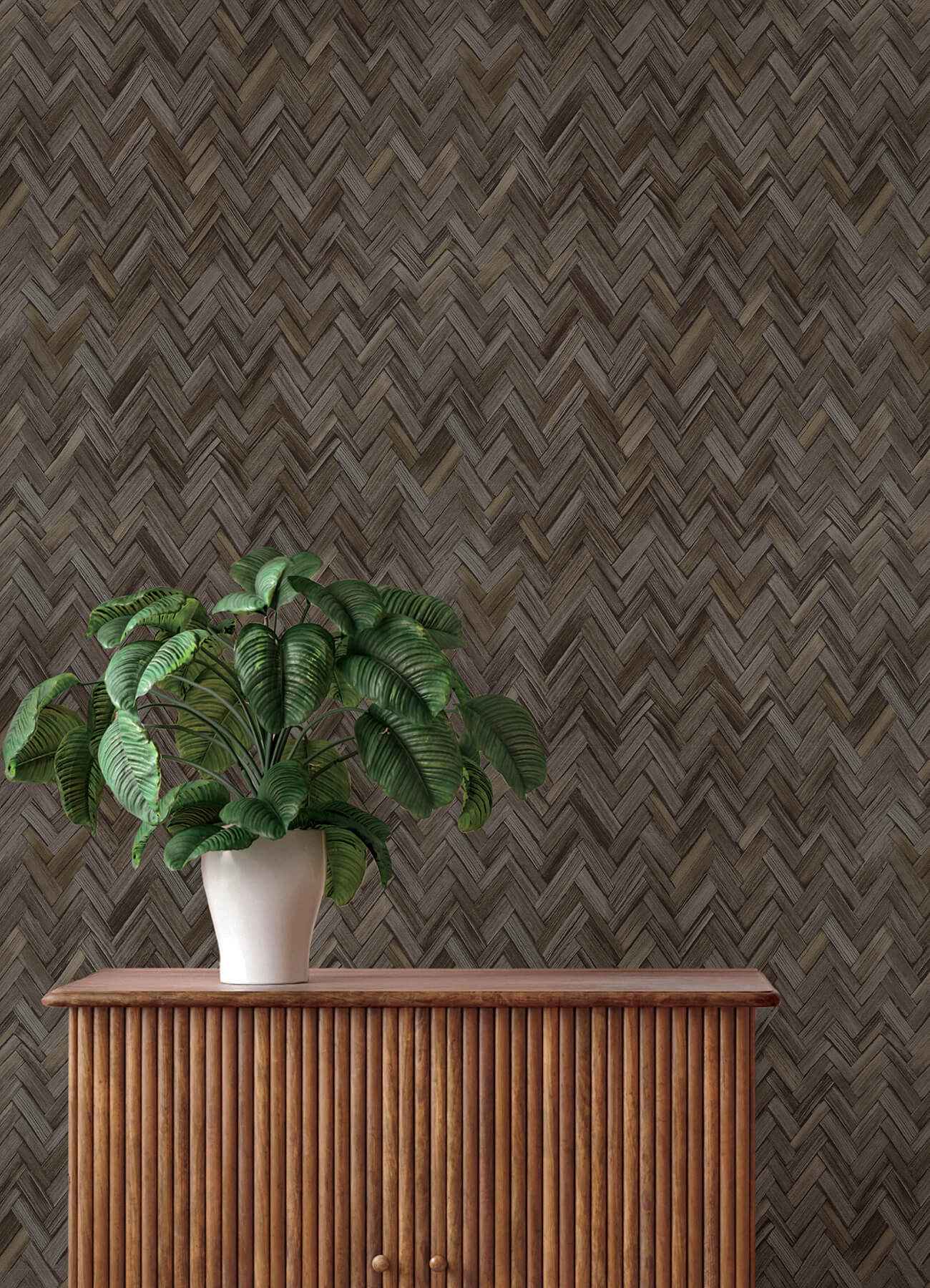 Ellery Charcoal Herringbone Wallpaper - York Wallcoverings - 4202-410358 - York Wallcoverings Wallpaper