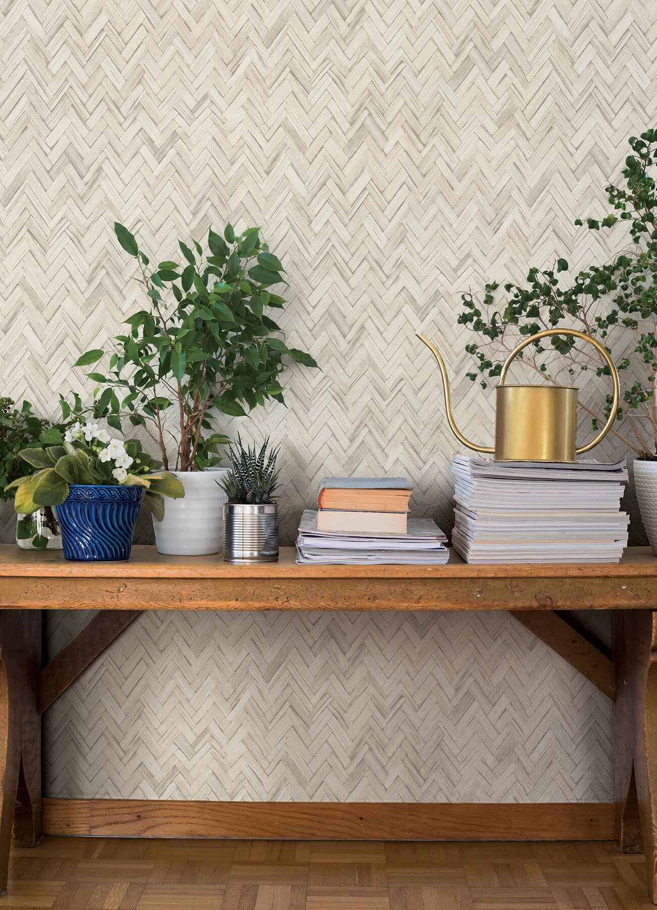 Ellery Beige Herringbone Wallpaper - York Wallcoverings - 4202-410372 - York Wallcoverings Wallpaper