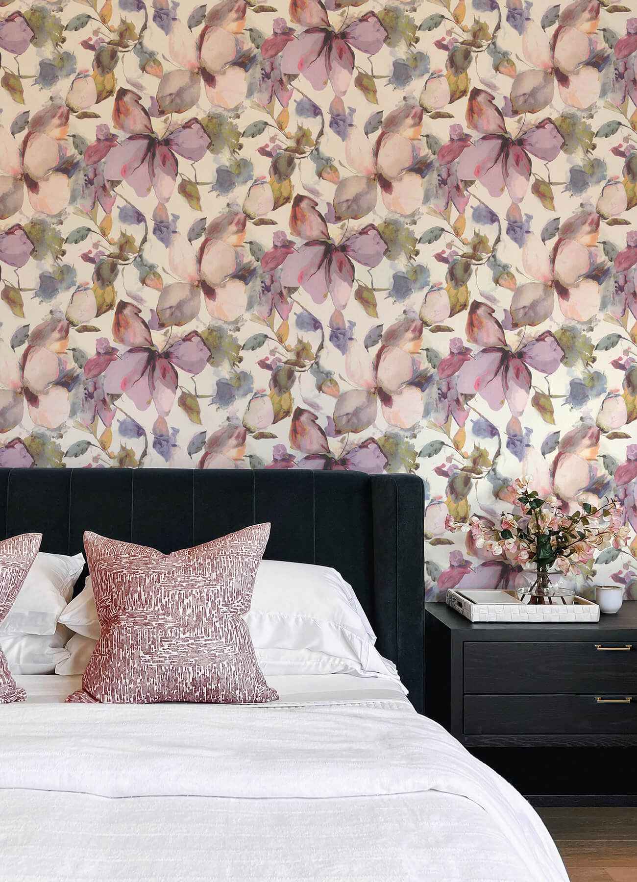 Liliana Plum Floral Wallpaper - York Wallcoverings - 4202-481228 - York Wallcoverings Wallpaper