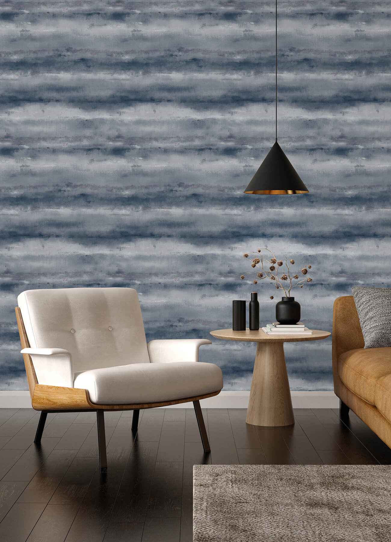 Ayla Indigo Abstract Stripe Wallpaper - York Wallcoverings - 4202-481662 - York Wallcoverings Wallpaper