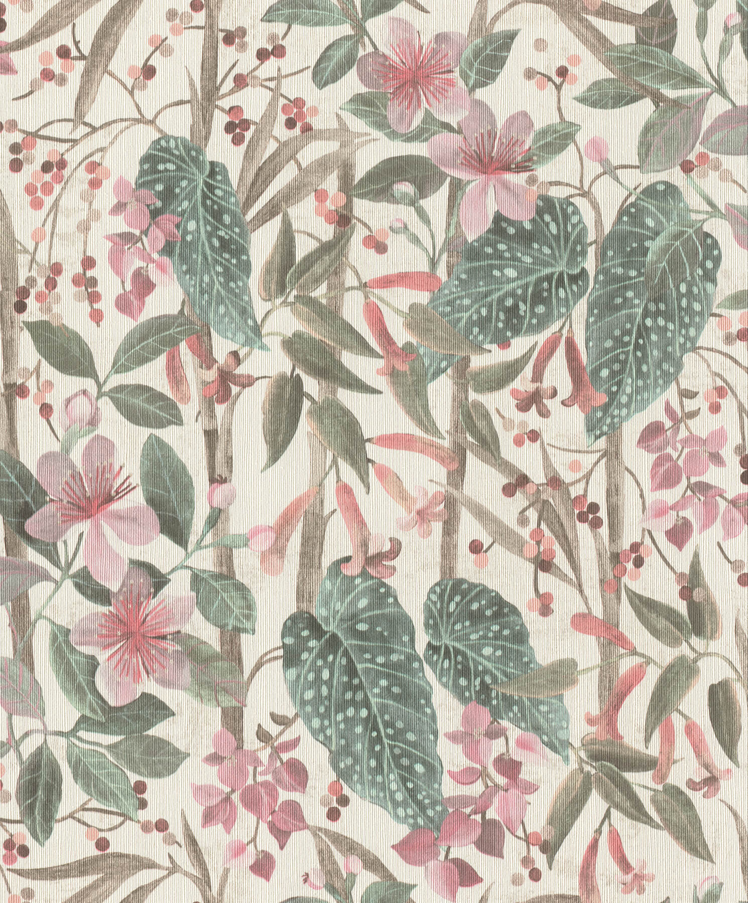 kalina-teal-floral-fruits-wallpaper-york-wallcoverings-4202-538212 - York Wallcoverings Papel pintado