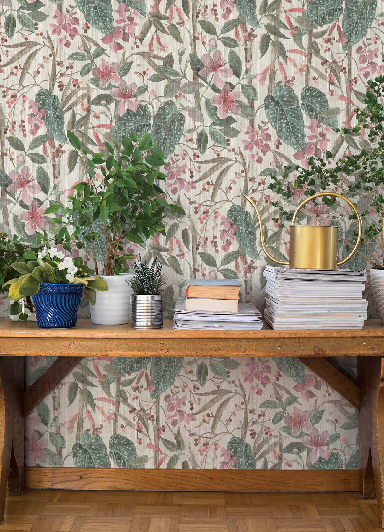 kalina-teal-floral-fruits-wallpaper-york-wallcoverings-4202-538212 - York Wallcoverings Papel pintado