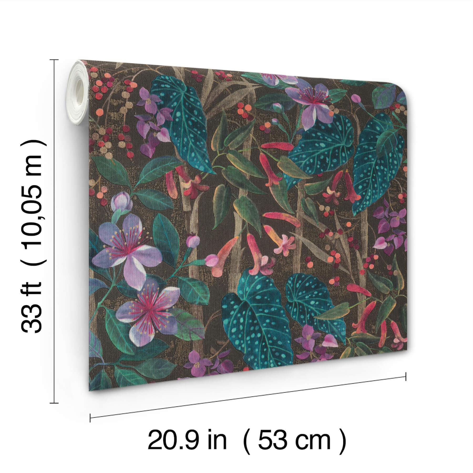 kalina-black-floral-fruits-wallpaper-york-wallcoverings-4202-538236 - York Wallcoverings Papel pintado