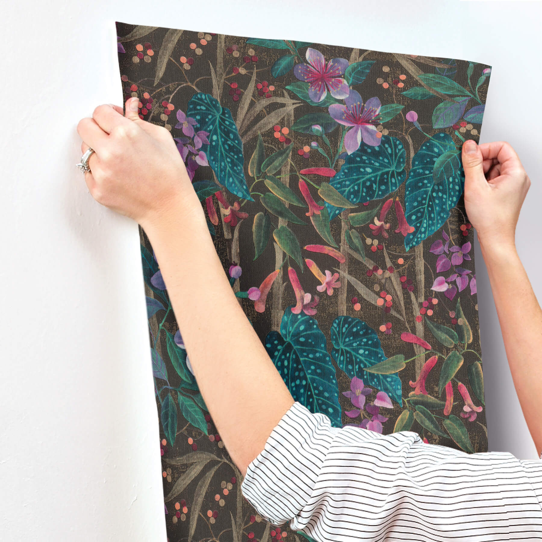 kalina-black-floral-fruits-wallpaper-york-wallcoverings-4202-538236 - York Wallcoverings Wallpaper