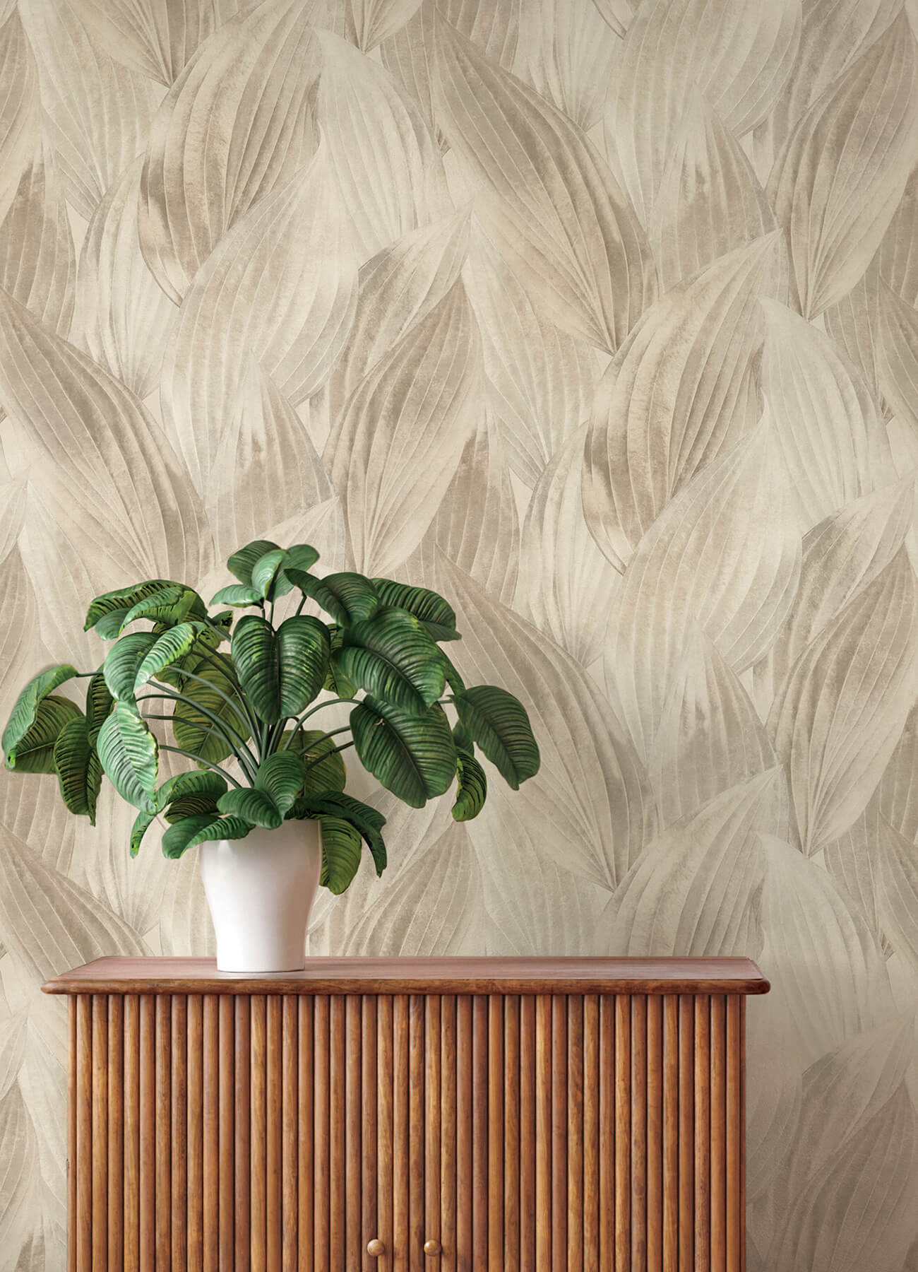 melora-beige-leaf-wallpaper-york-wallcoverings-4202-571554 - York Wallcoverings Papel pintado
