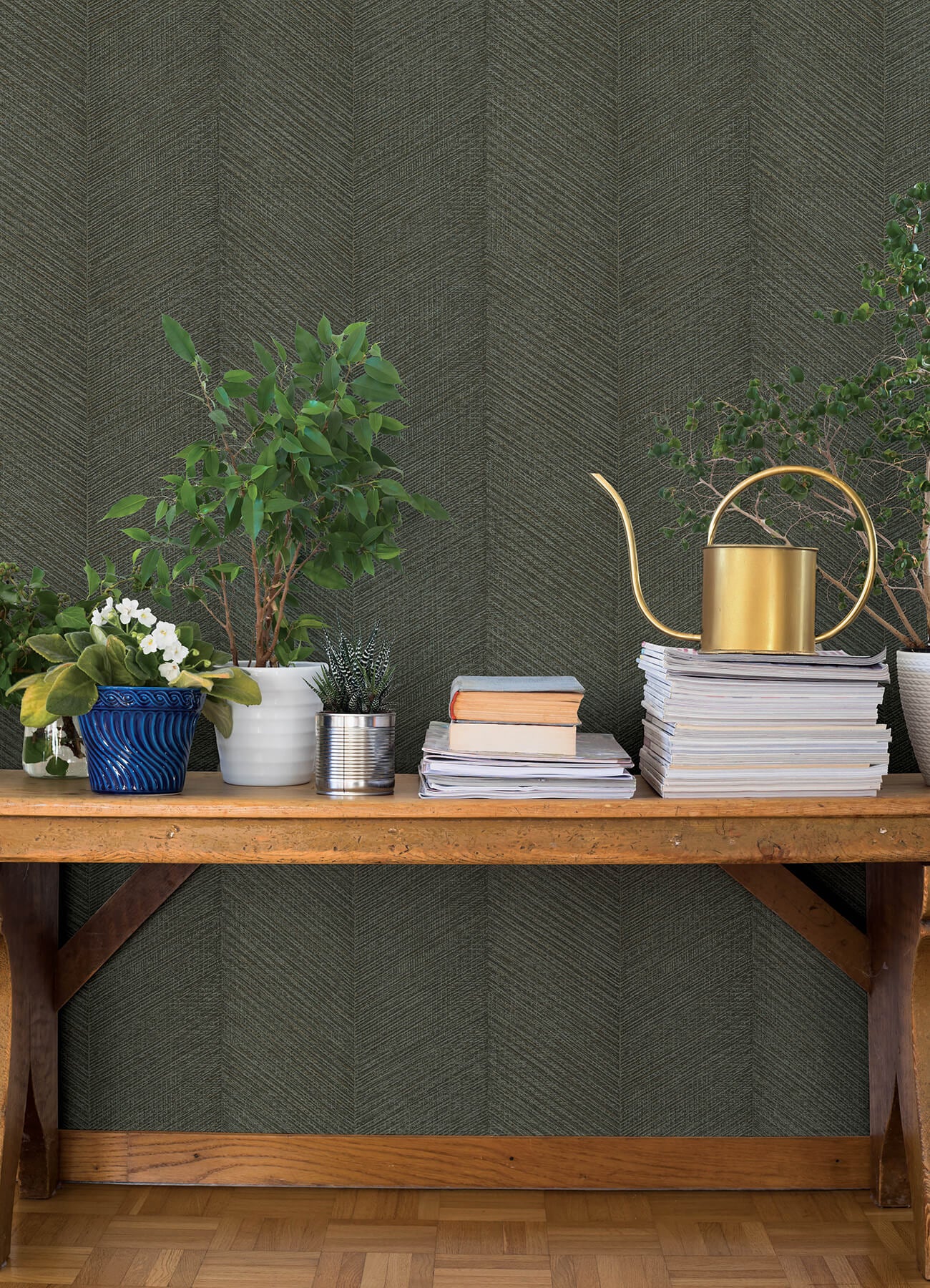 ione-evergreen-textured-chevron-wallpaper-york-wallcoverings-4202-720303 - York Wallcoverings Wallpaper