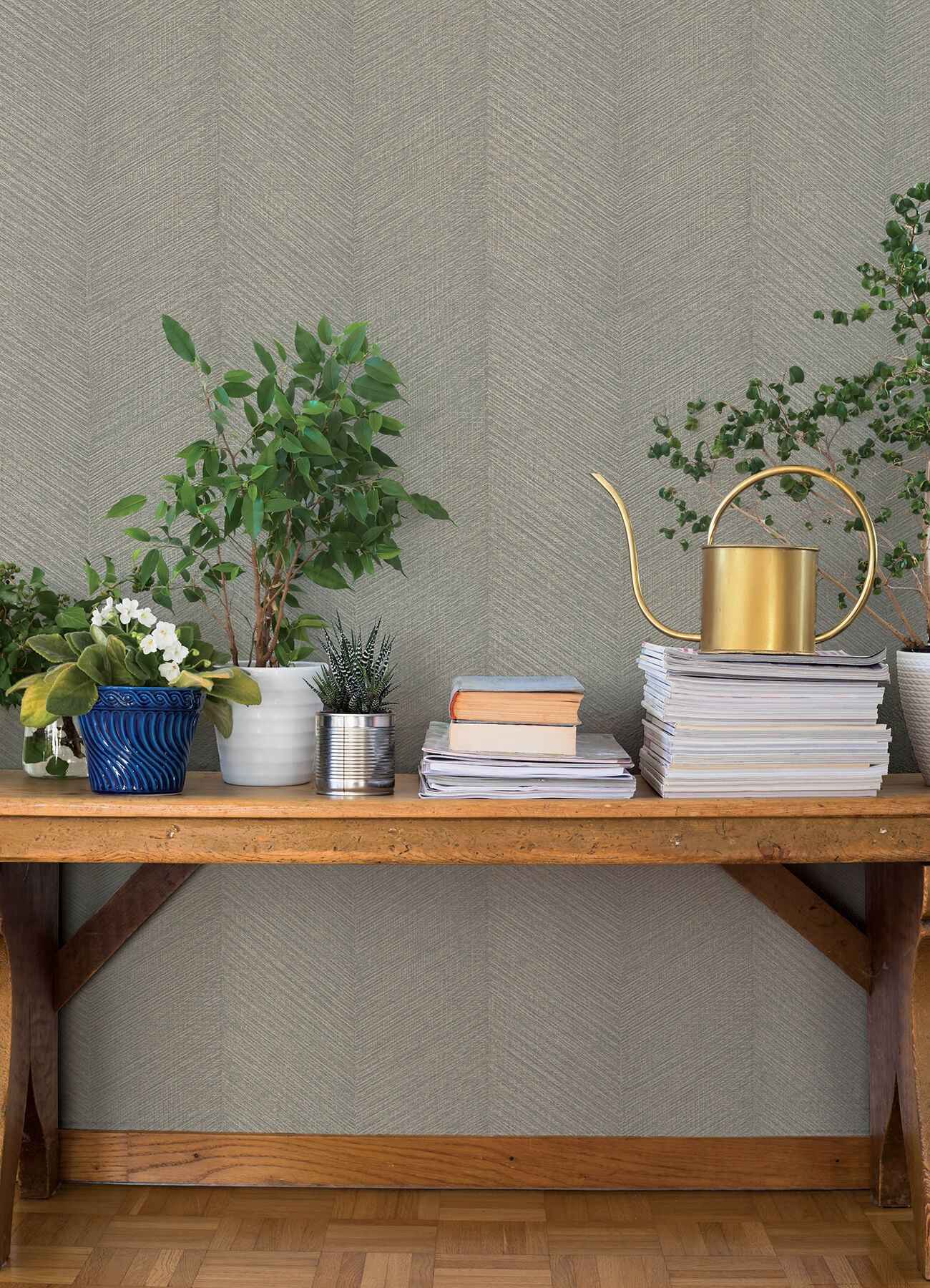 Ione Grey Textured Chevron Wallpaper - York Wallcoverings - 4202-720358