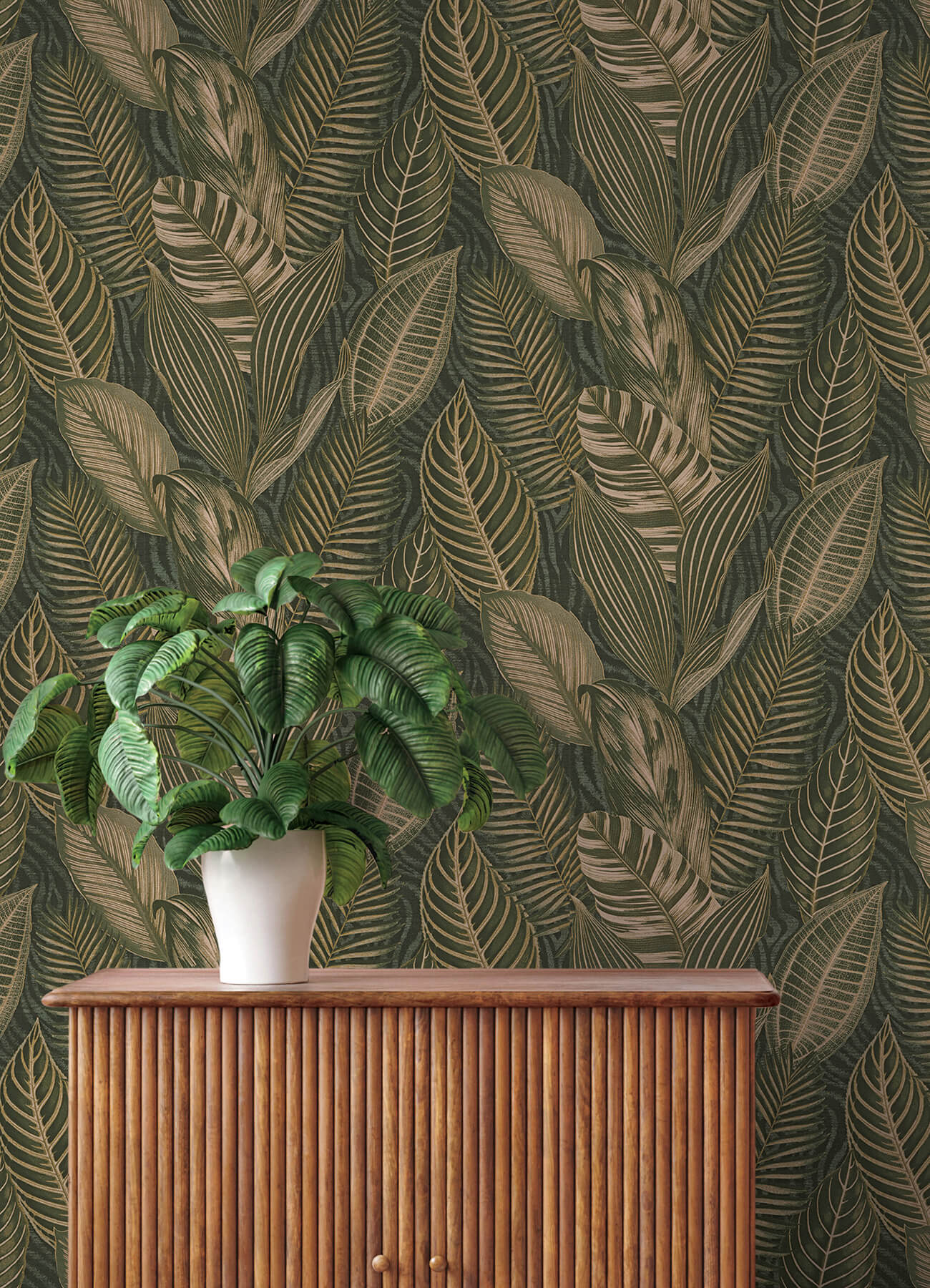 acacius-dark-green-tropical-foliage-wallpaper-york-wallcoverings-4202-751826 - York Wallcoverings Wallpaper