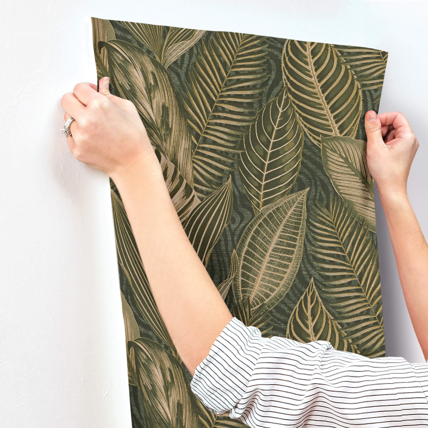 acacius-dark-green-tropical-foliage-wallpaper-york-wallcoverings-4202-751826 - York Wallcoverings Wallpaper