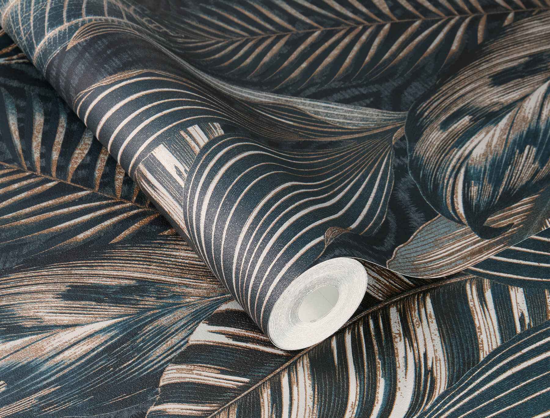Acacius Dark Blue Tropical Foliage Wallpaper - York Wallcoverings - 4202-751840 - York Wallcoverings Wallpaper
