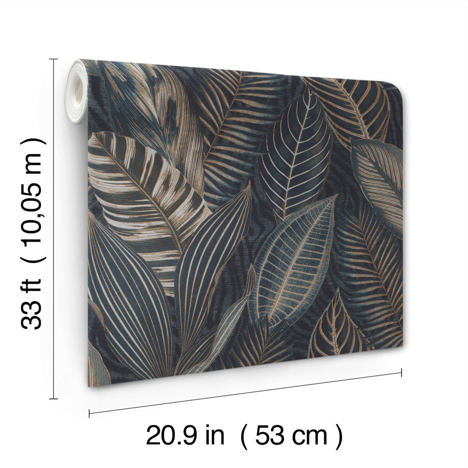 acacius-dark-blue-tropical-foliage-wallpaper-york-wallcoverings-4202-751840 - York Wallcoverings Wallpaper