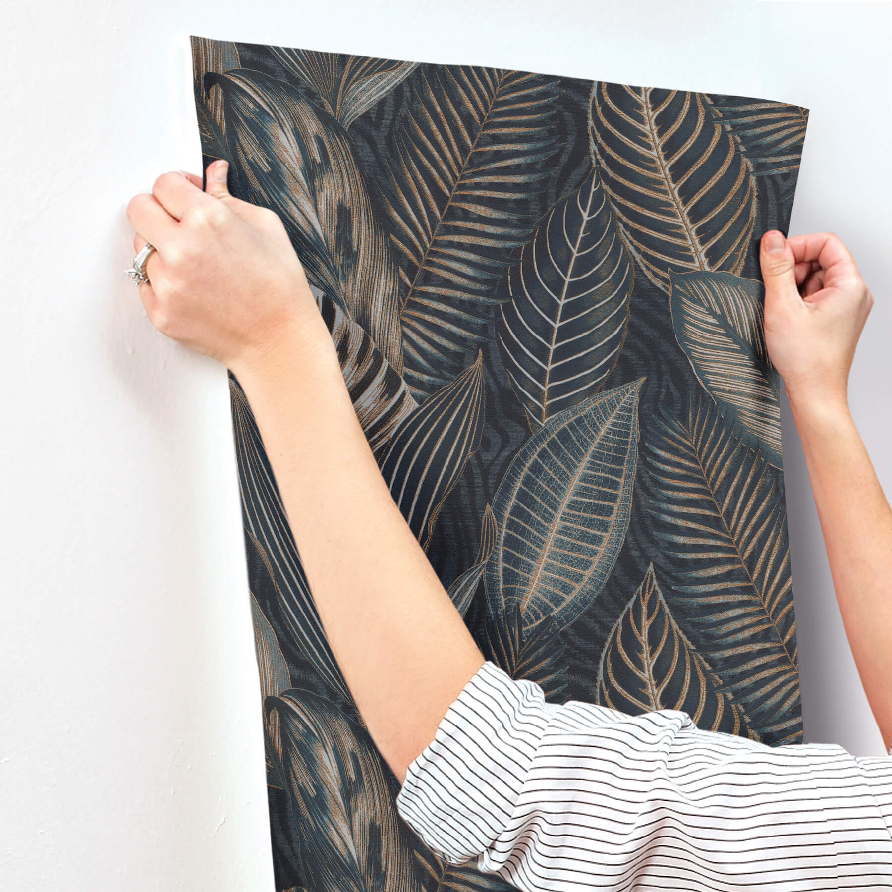 acacius-dark-blue-tropical-foliage-wallpaper-york-wallcoverings-4202-751840 - York Wallcoverings Wallpaper