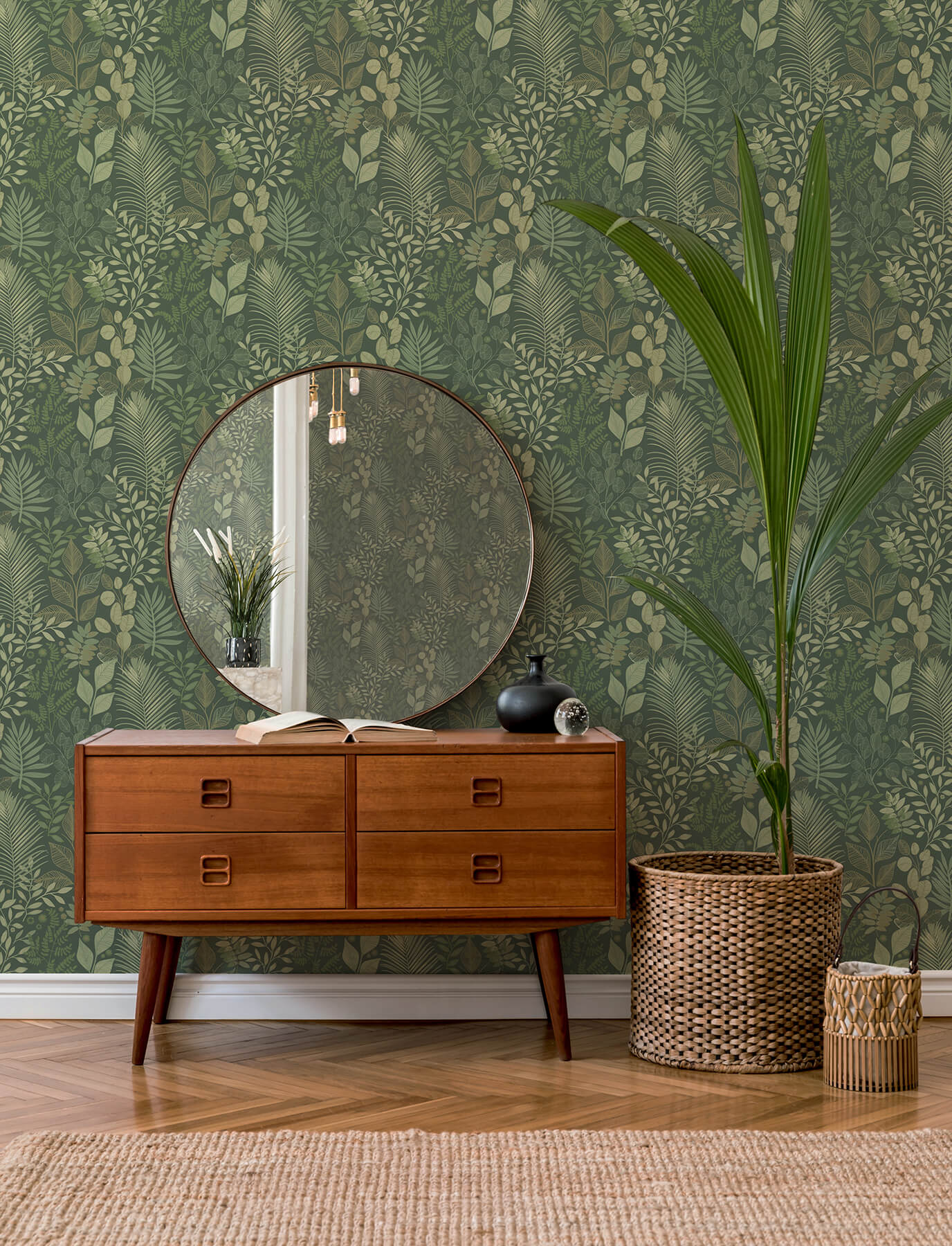ngslycka-dark-green-forest-botanicals-wallpaper-york-wallcoverings-4201-20103 - York Wallcoverings Papel pintado