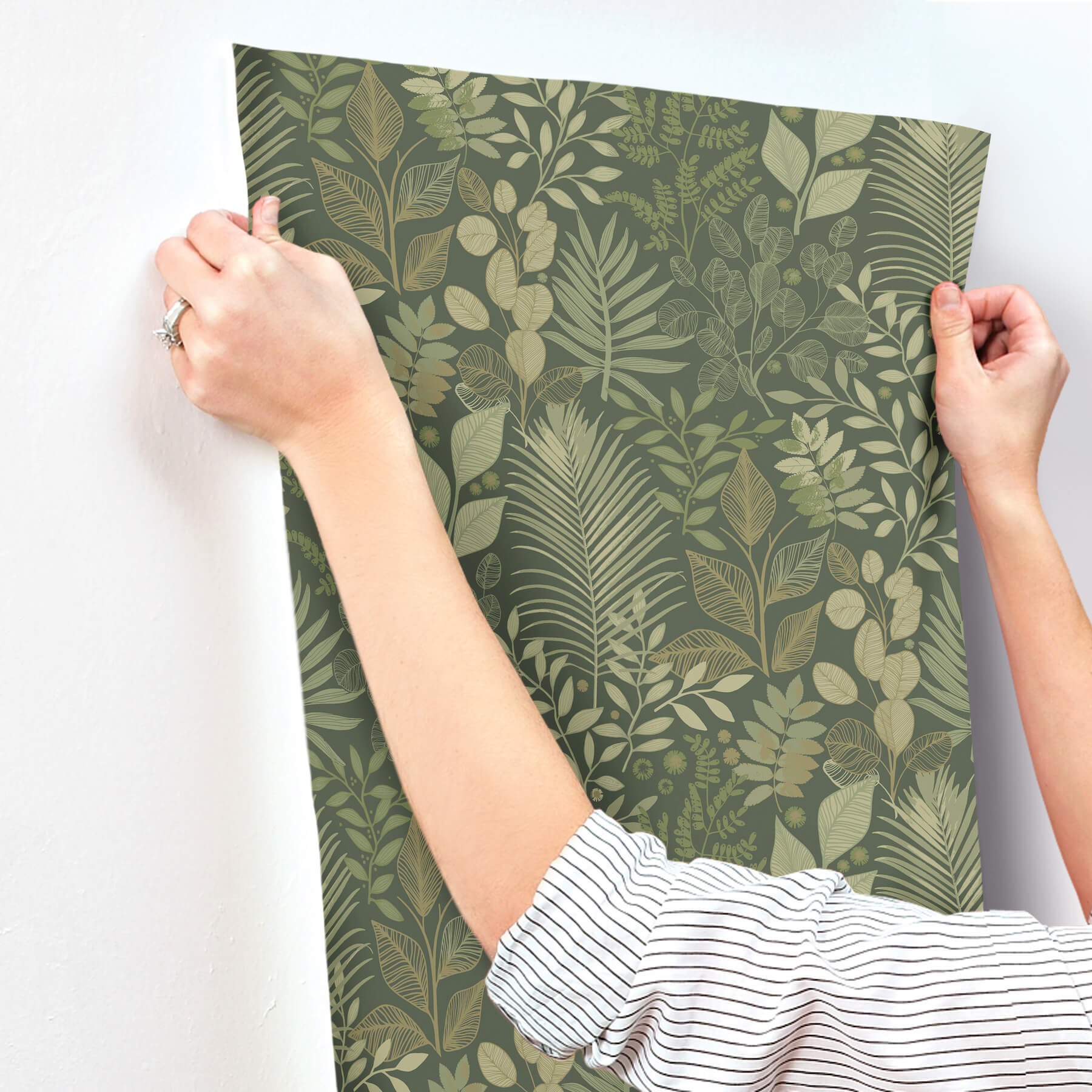ngslycka-dark-green-forest-botanicals-wallpaper-york-wallcoverings-4201-20103 - York Wallcoverings Papel pintado