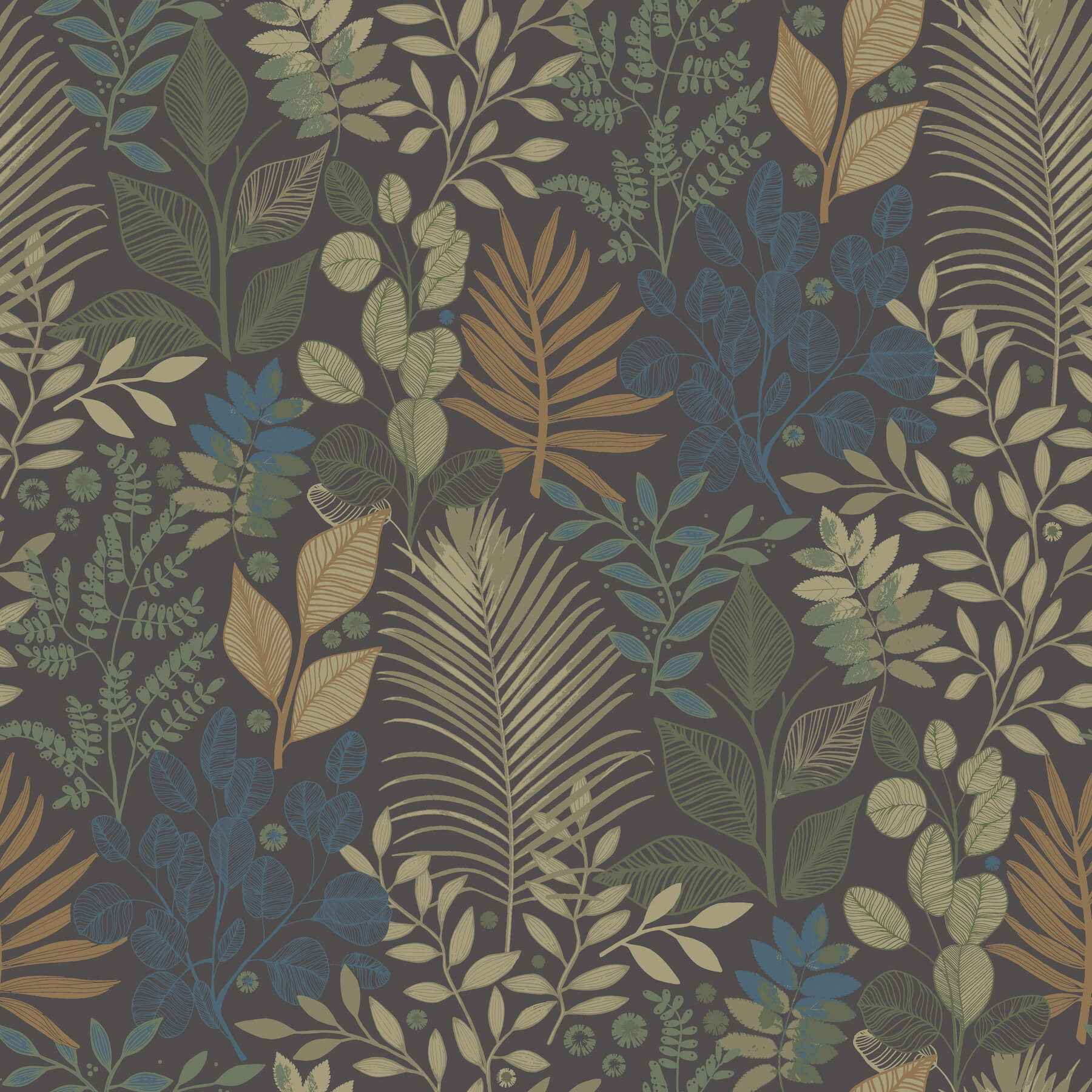 Ängslycka Charcoal Forest Botanicals Wallpaper - York Wallcoverings - 4201-20105