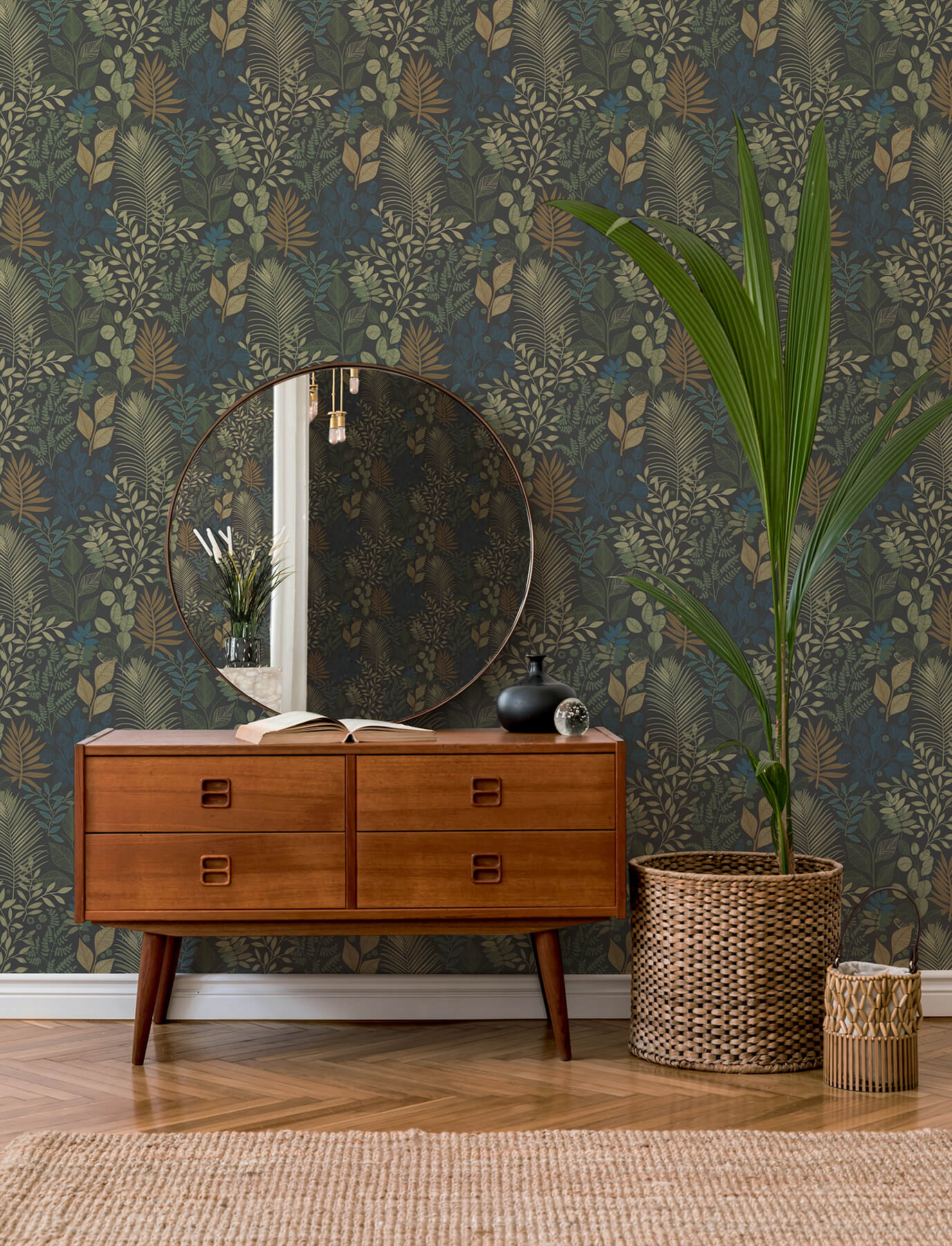 ngslycka-charcoal-forest-botanicals-wallpaper-york-wallcoverings-4201-20105 - York Wallcoverings Papel pintado