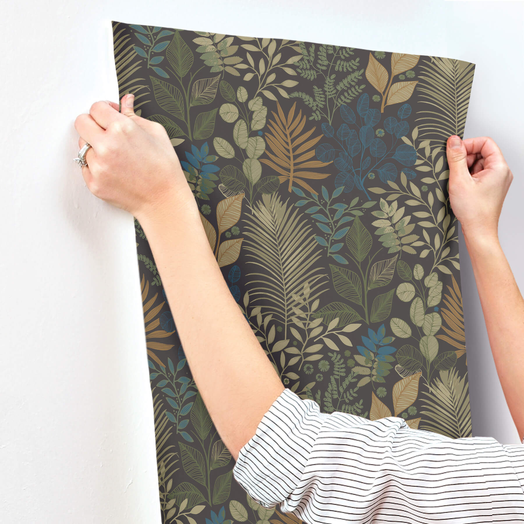 ngslycka-charcoal-forest-botanicals-wallpaper-york-wallcoverings-4201-20105 - York Wallcoverings Papel pintado