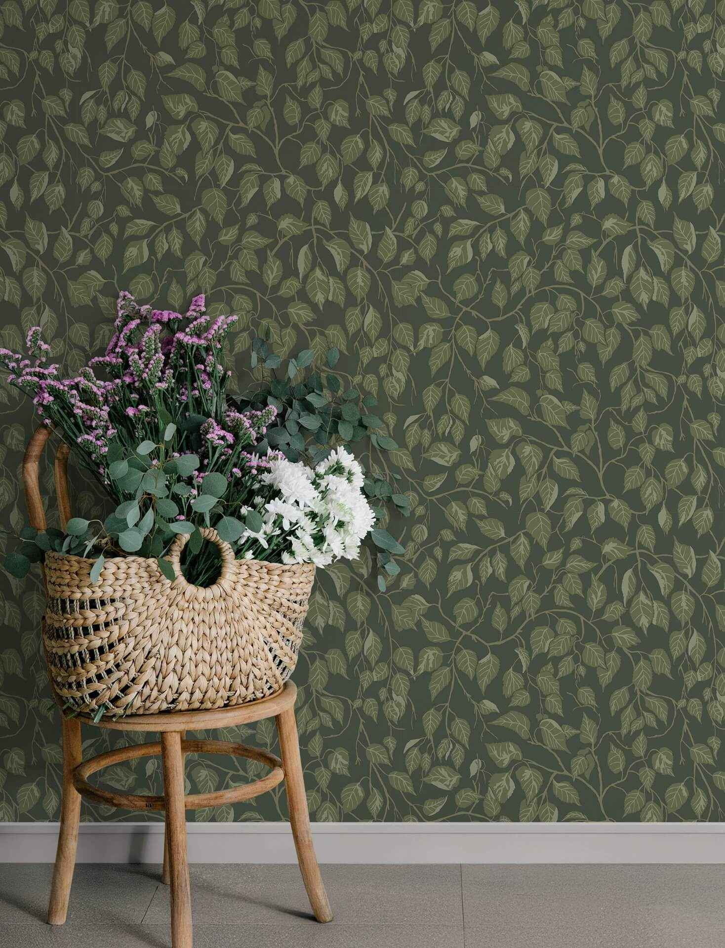 Hängbjörk Evergreen Vine Wallpaper - York Wallcoverings - 4201-20108 - York Wallcoverings Wallpaper