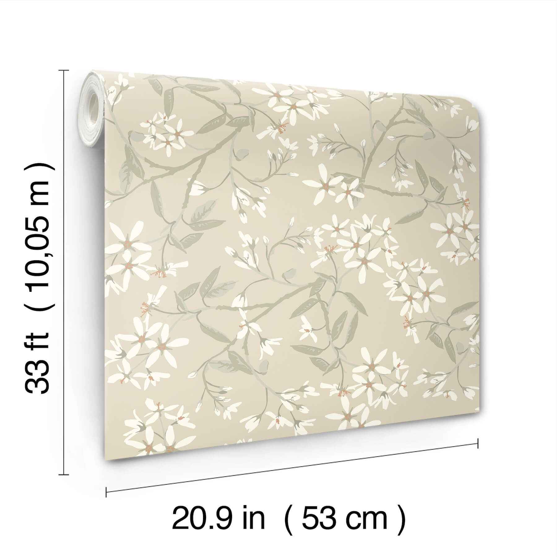 Paradis Beige Bouquet Toss Wallpaper - York Wallcoverings - 4201-20112 - York Wallcoverings Wallpaper