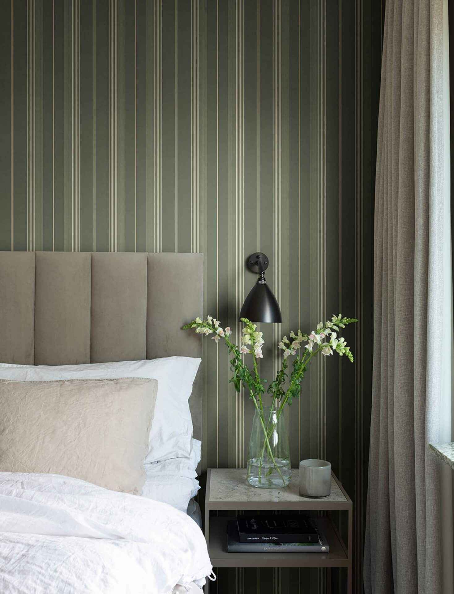 Herrgård Evergreen Stripe Wallpaper - York Wallcoverings - 4201-20121 - York Wallcoverings Wallpaper
