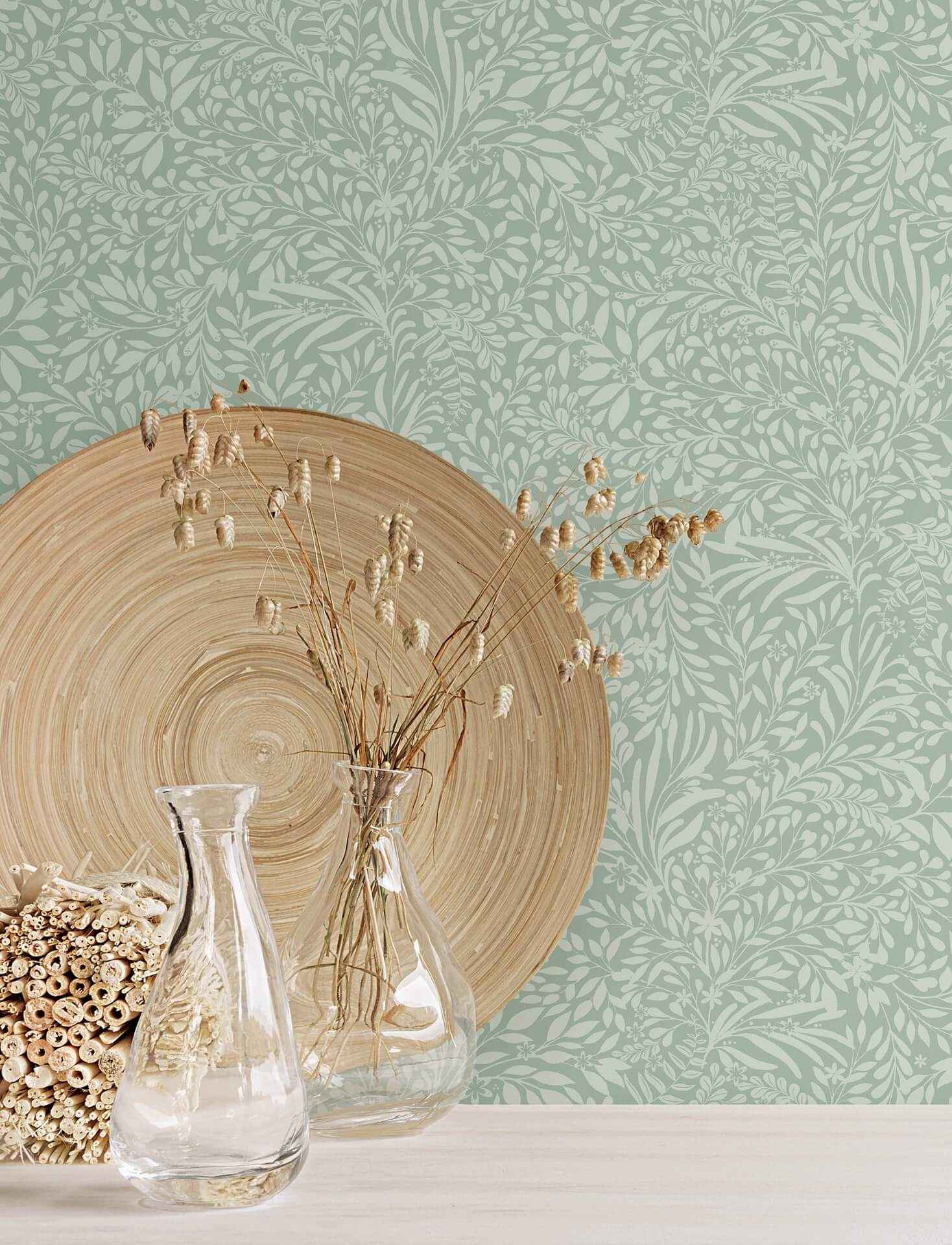 Kristina Teal Botanical Wallpaper - York Wallcoverings - 4201-20128 - York Wallcoverings Wallpaper