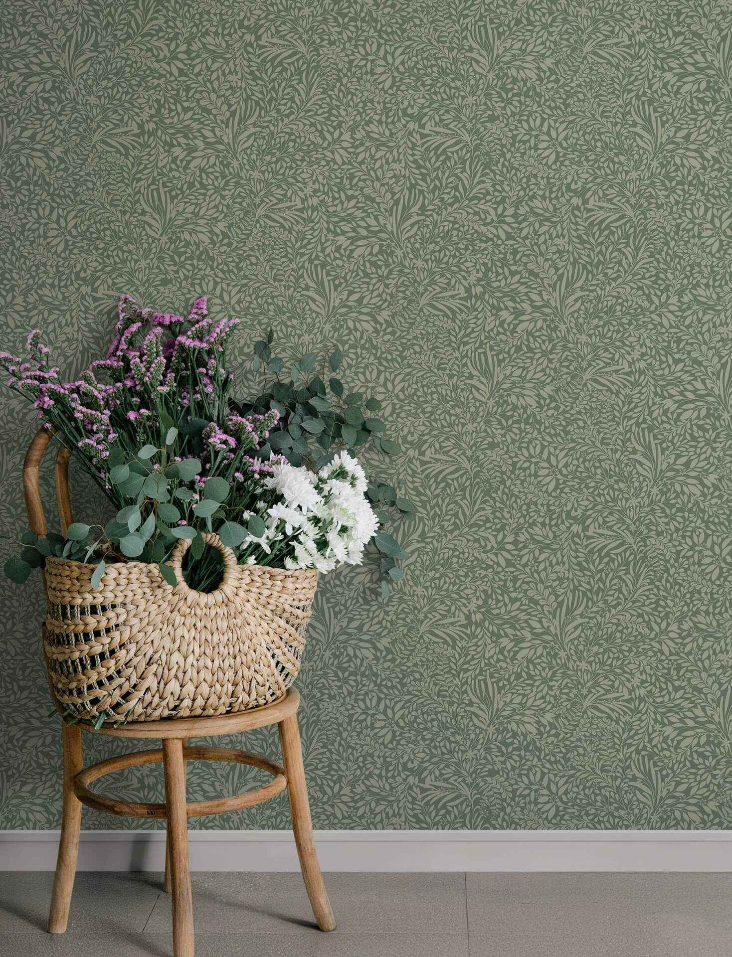 Kristina Evergreen Botanical Wallpaper - York Wallcoverings - 4201-20129 - York Wallcoverings Wallpaper