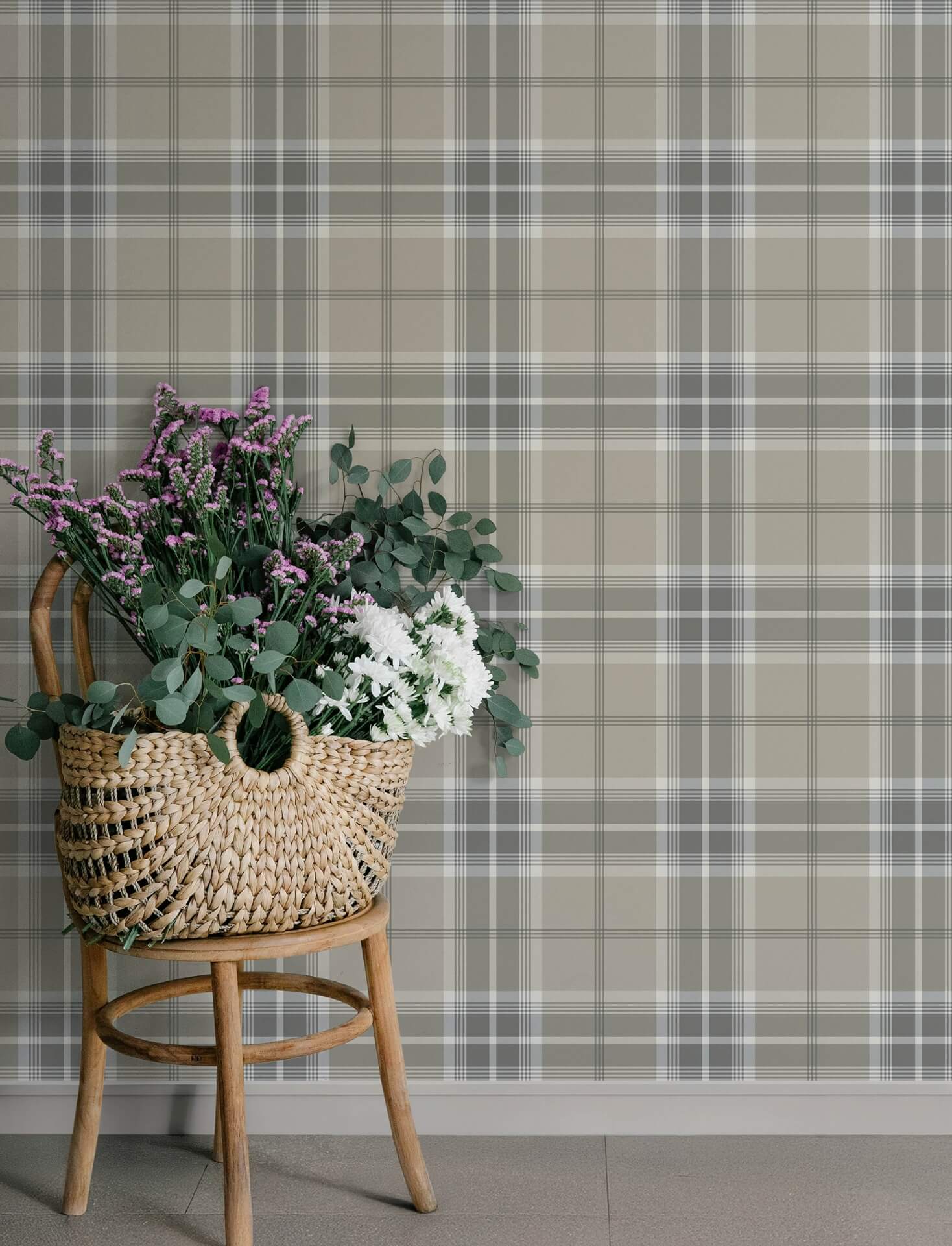 emma-grey-plaid-wallpaper-york-wallcoverings-4201-20130 - York Wallcoverings Papel pintado