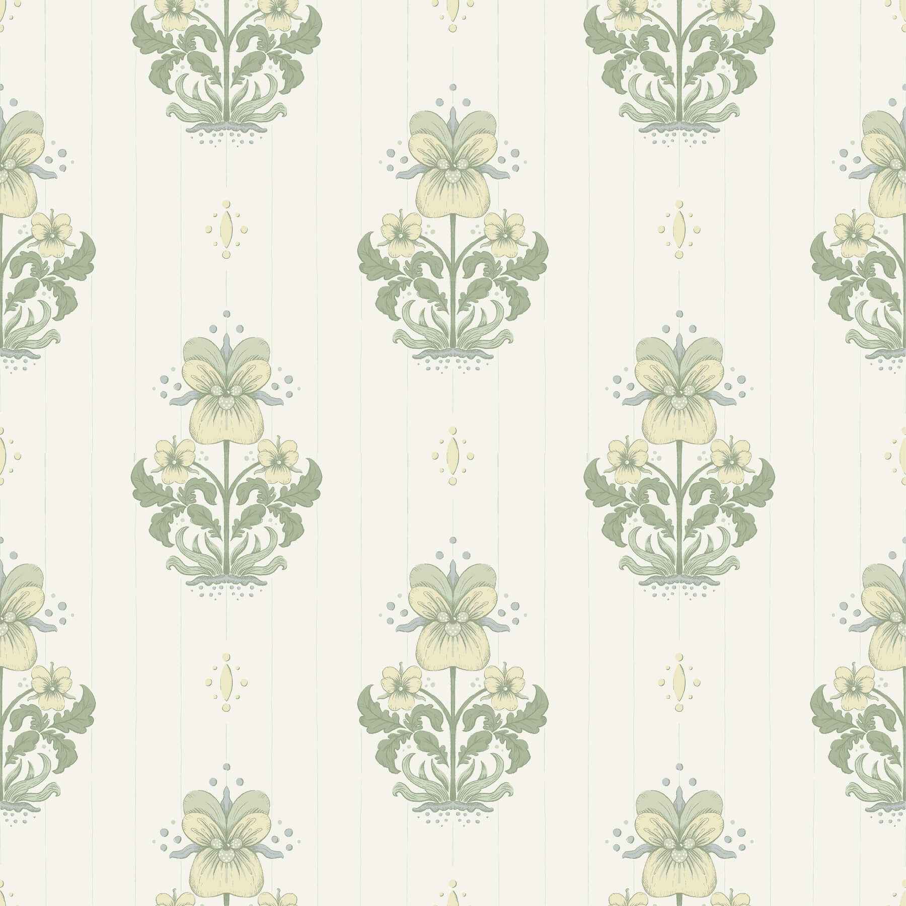 Gullvie White Pansies Wallpaper - York Wallcoverings - 4201-48005 - York Wallcoverings Wallpaper