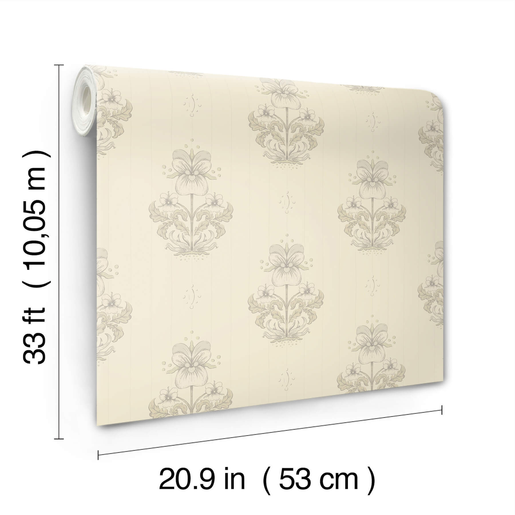 gullvie-cream-pansies-wallpaper-york-wallcoverings-4201-48006 - York Wallcoverings Papel pintado