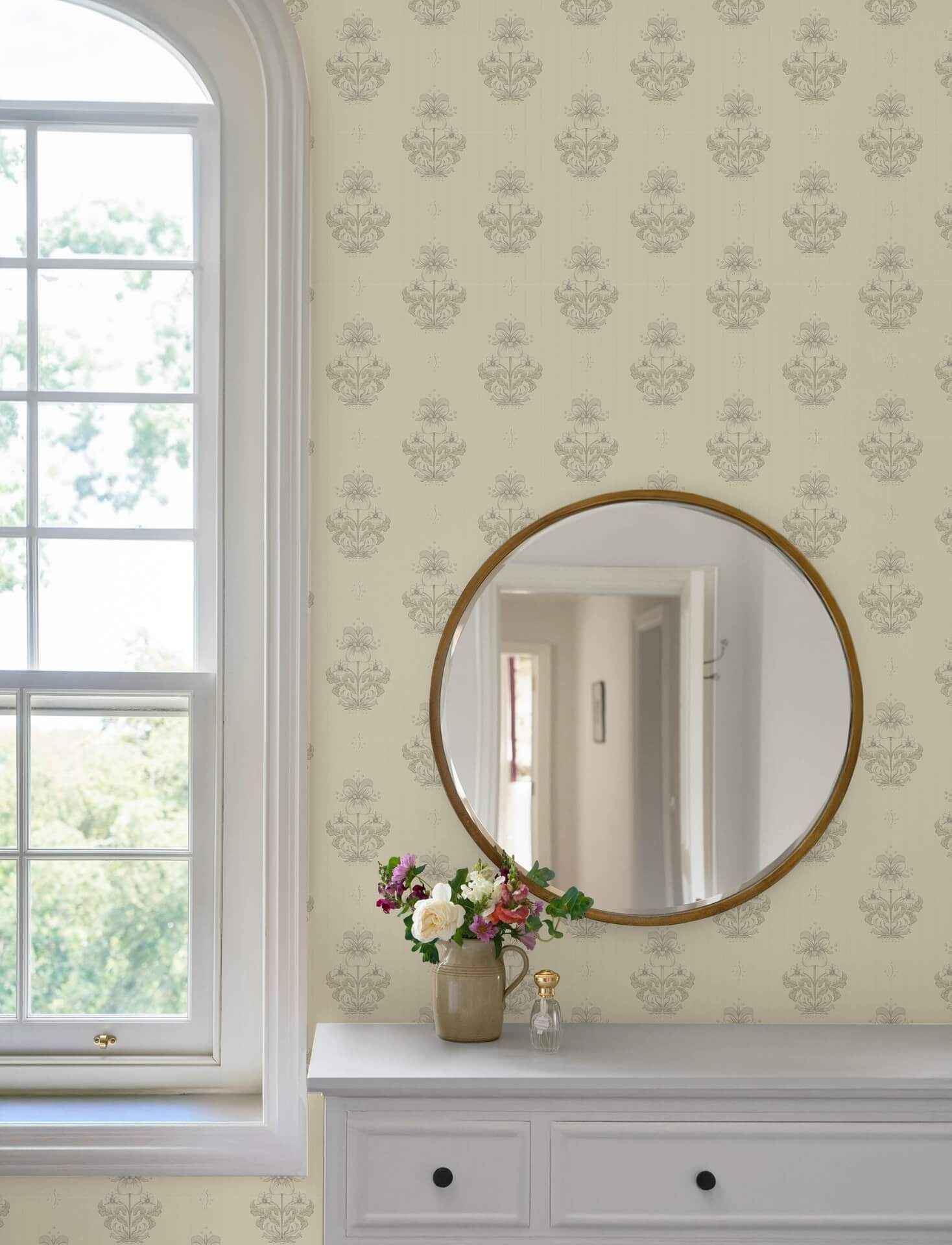 Gullvie Cream Pansies Wallpaper - York Wallcoverings - 4201-48006 - York Wallcoverings Wallpaper
