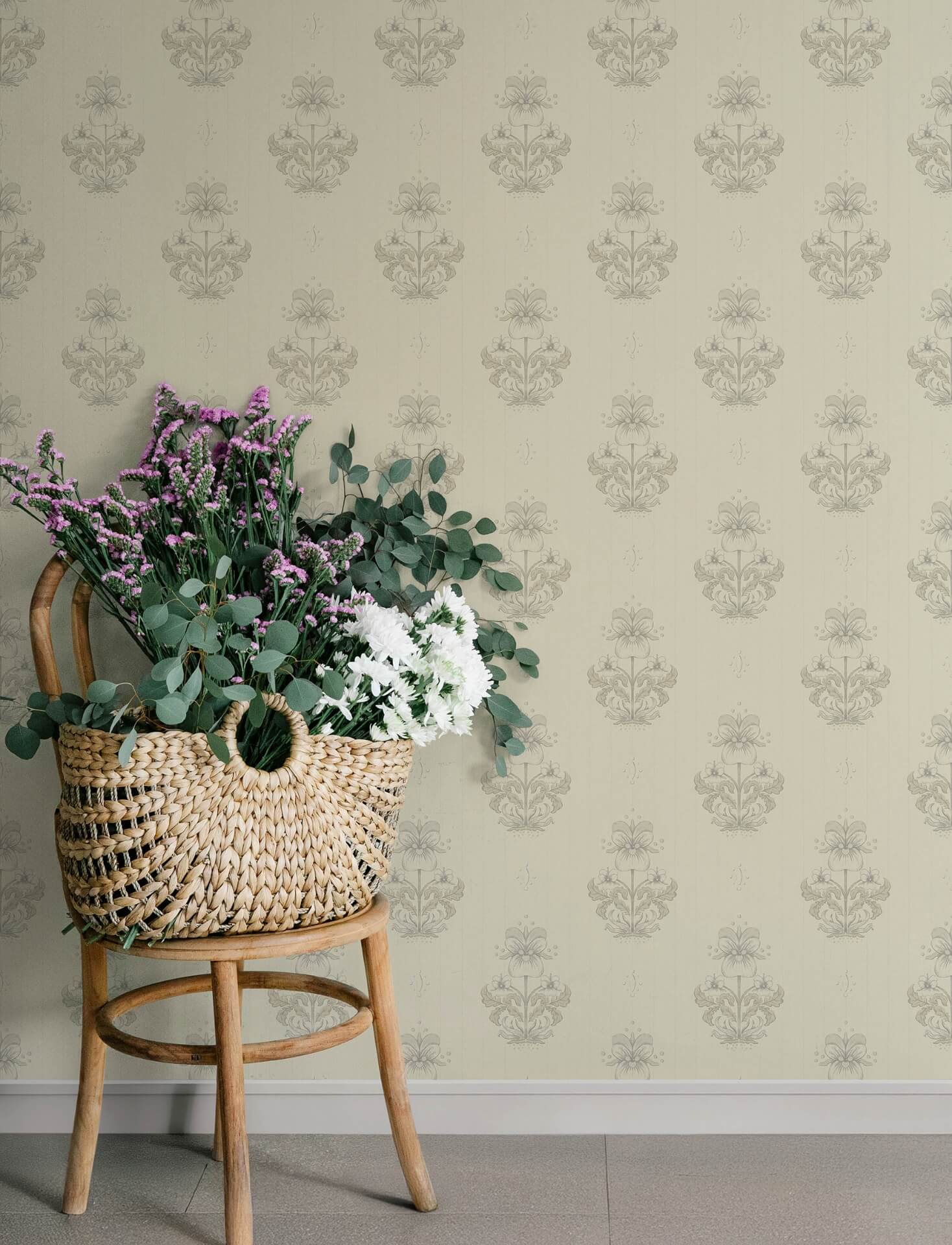 gullvie-cream-pansies-wallpaper-york-wallcoverings-4201-48006 - York Wallcoverings Papel pintado