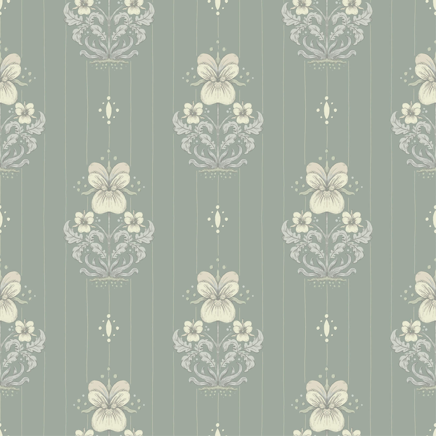 gullvie-seafoam-pansies-wallpaper-york-wallcoverings-4201-48007 - York Wallcoverings Papel pintado