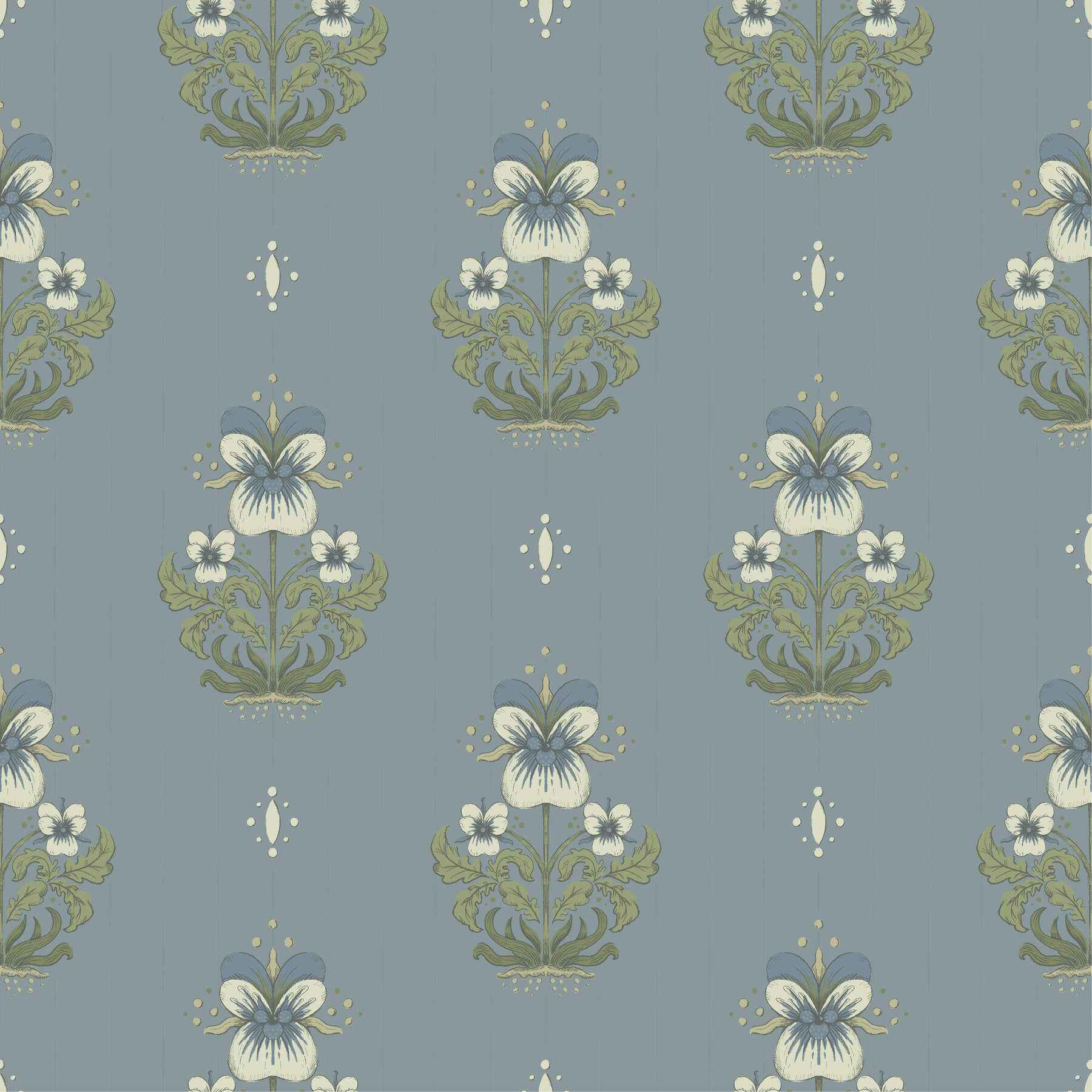 Gullvie Light Blue Pansies Wallpaper - York Wallcoverings - 4201-48008
