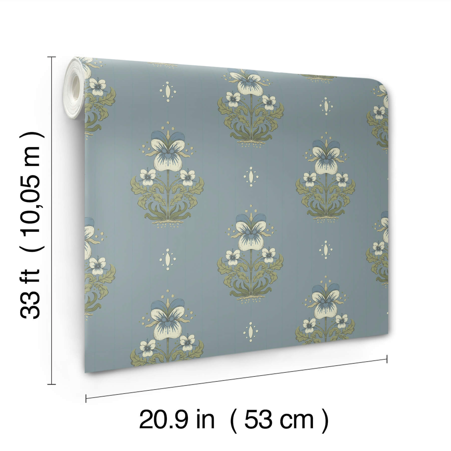 gullvie-light-blue-pansies-wallpaper-york-wallcoverings-4201-48008 - York Wallcoverings Papel pintado