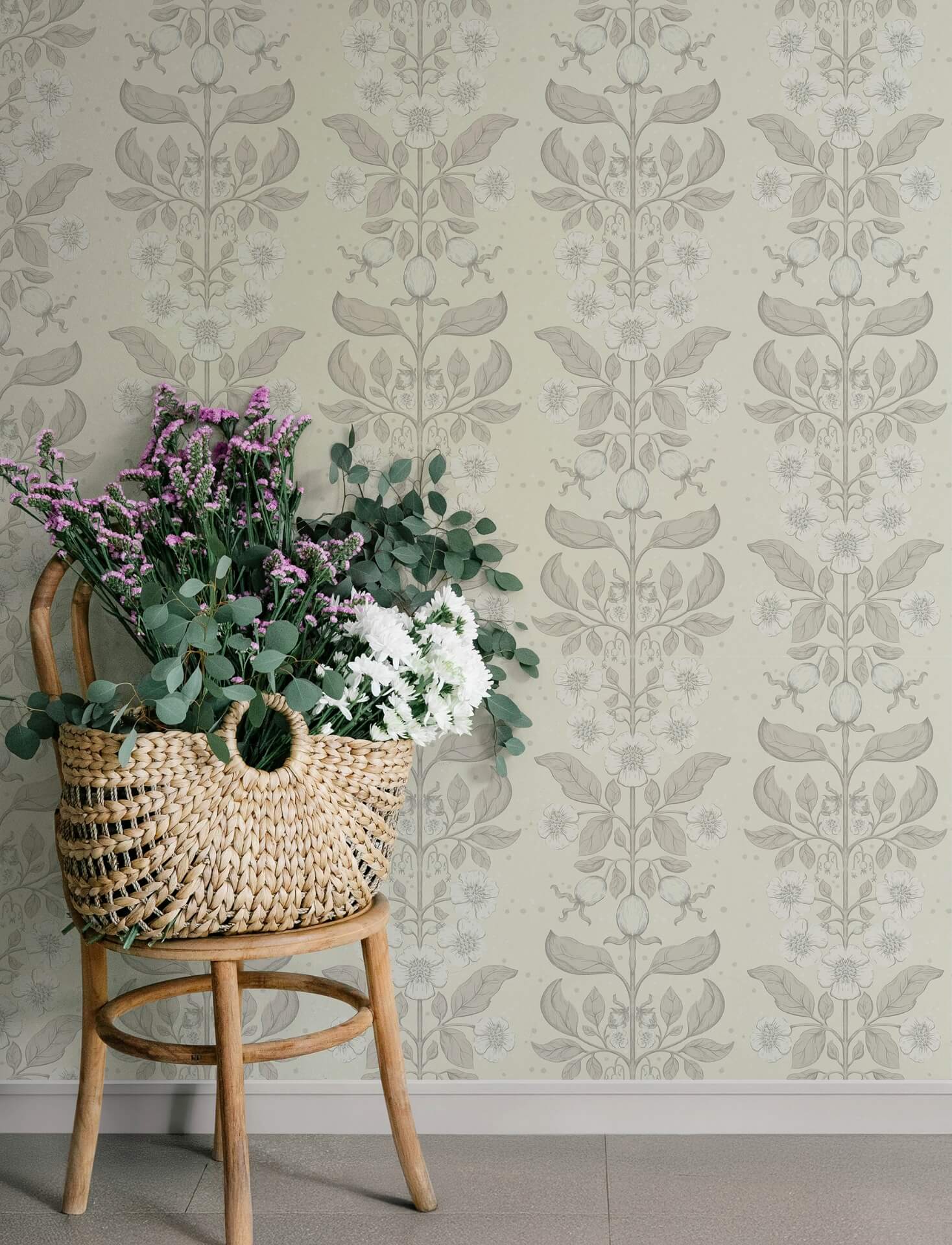 rosa-cream-floral-columns-wallpaper-york-wallcoverings-4201-48009 - York Wallcoverings Papel pintado
