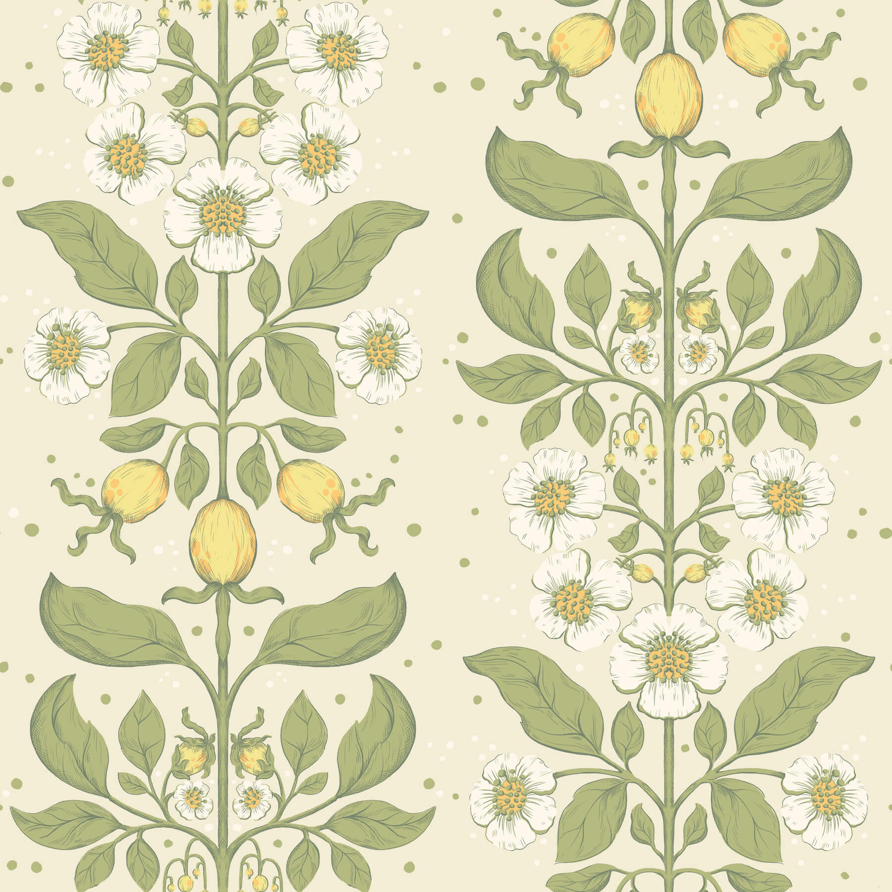 rosa-green-floral-columns-wallpaper-york-wallcoverings-4201-48010 - York Wallcoverings Papel pintado