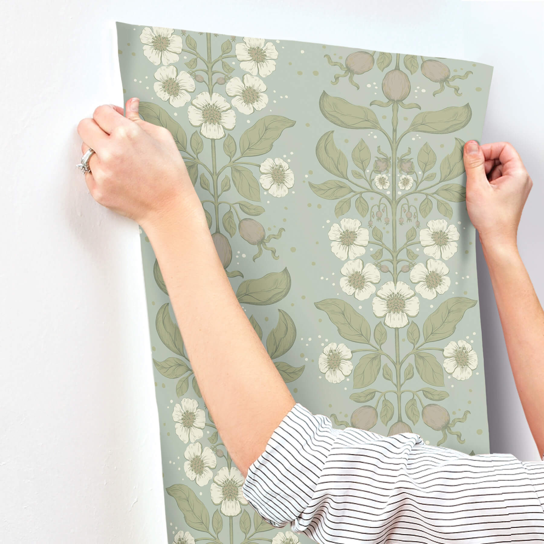 rosa-sky-blue-floral-columns-wallpaper-york-wallcoverings-4201-48011 - York Wallcoverings Papel pintado
