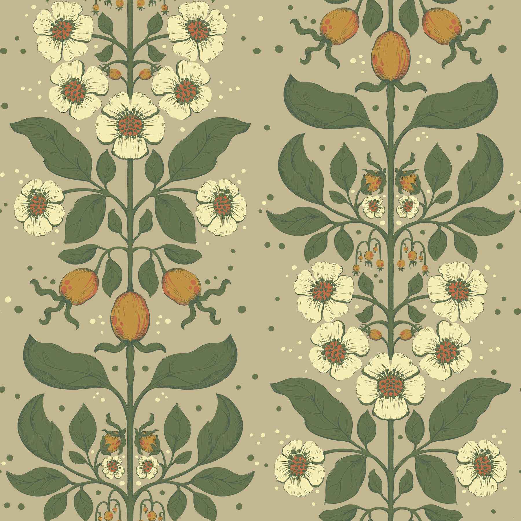 Rosa Light Brown Floral Columns Wallpaper - York Wallcoverings - 4201-48012