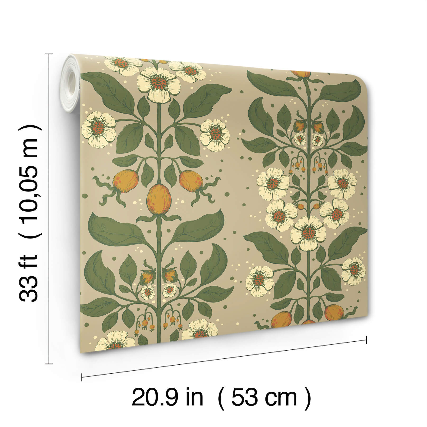 rosa-light-brown-floral-columns-wallpaper-york-wallcoverings-4201-48012 - York Wallcoverings Papel pintado