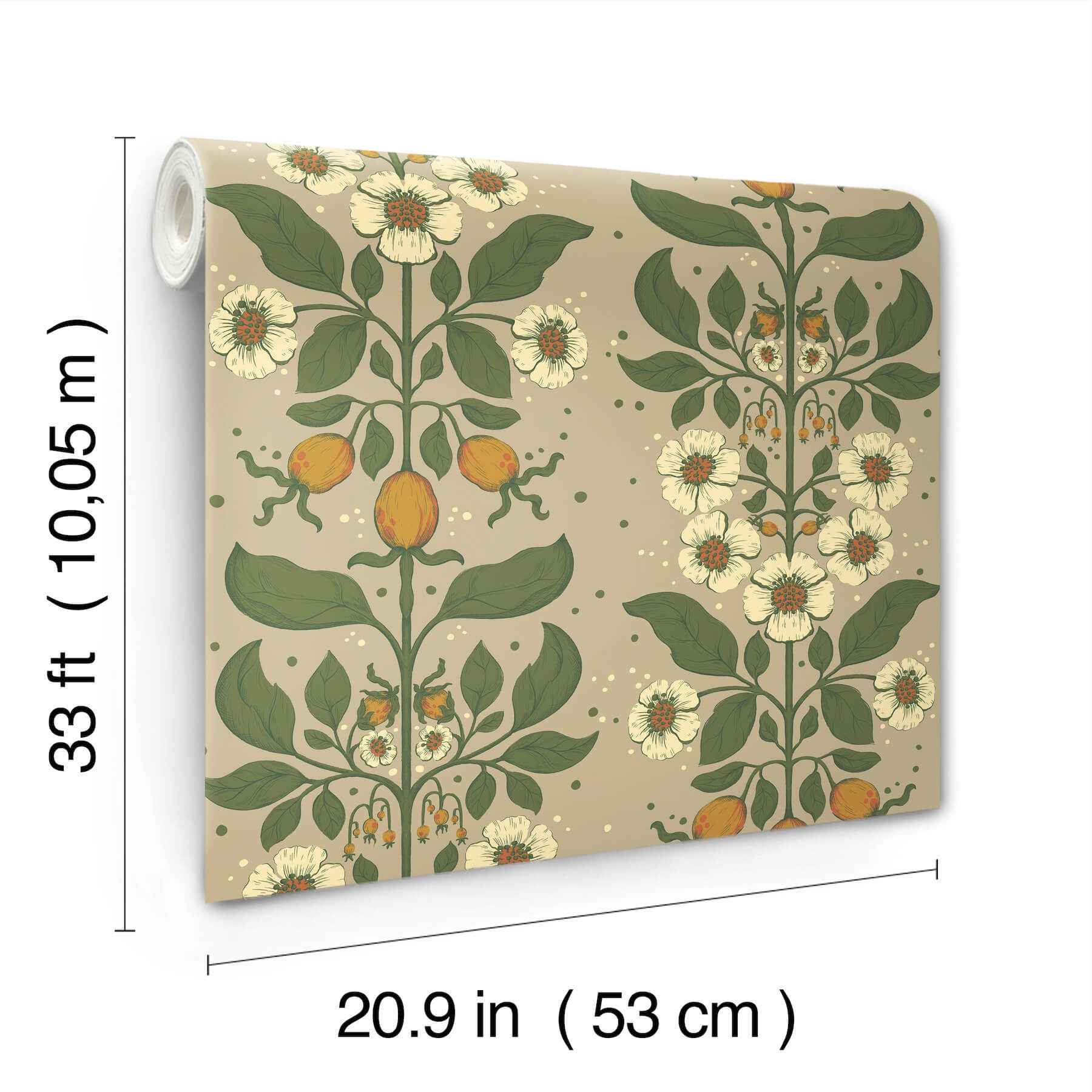 Rosa Light Brown Floral Columns Wallpaper - York Wallcoverings - 4201-48012 - York Wallcoverings Wallpaper