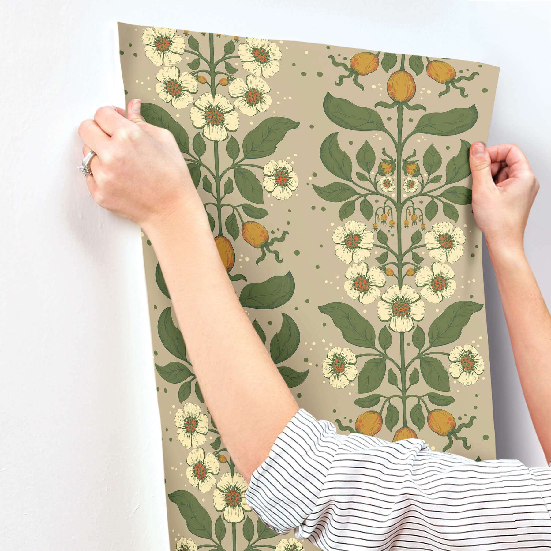 rosa-light-brown-floral-columns-wallpaper-york-wallcoverings-4201-48012 - York Wallcoverings Wallpaper