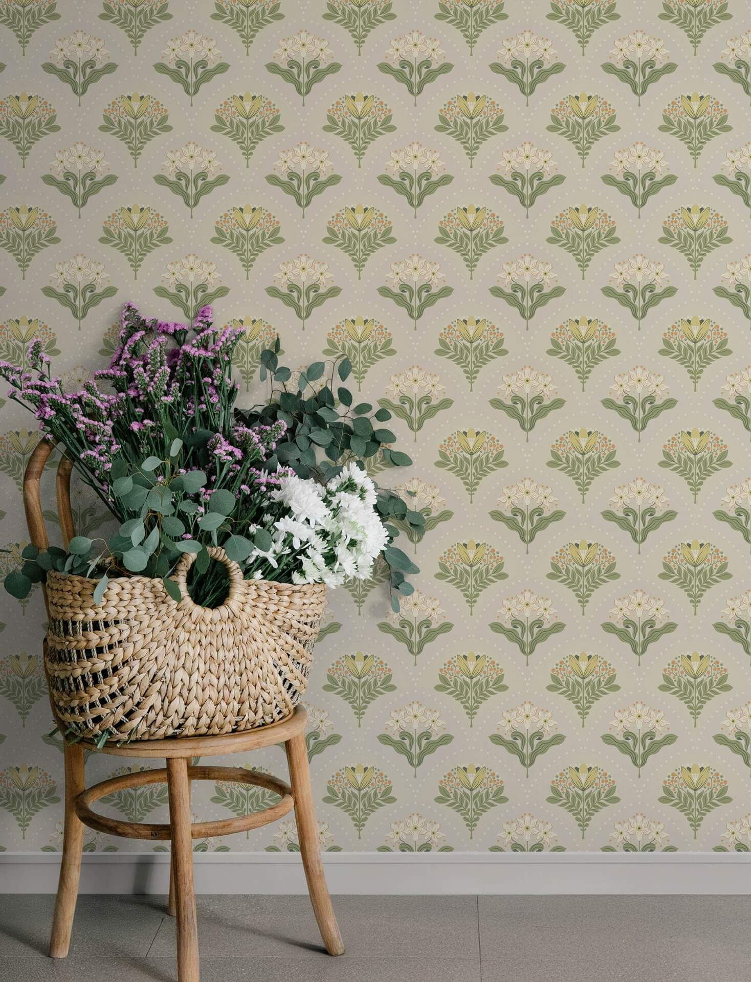 maj-light-grey-floral-damask-wallpaper-york-wallcoverings-4201-48014 - York Wallcoverings Papel pintado