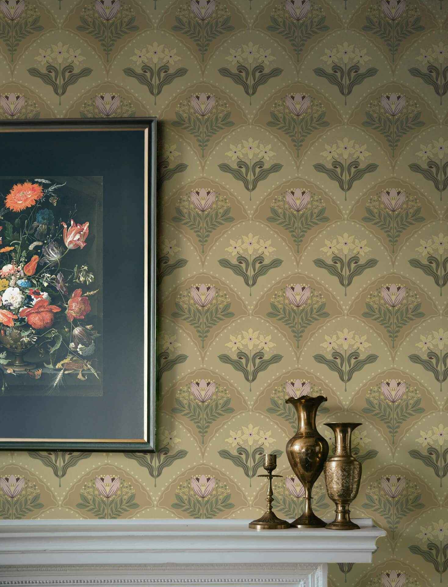 Maj Light Brown Floral Damask Wallpaper - York Wallcoverings - 4201-48015 - York Wallcoverings Wallpaper